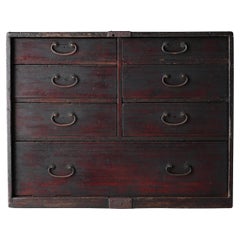 Cassetto antico giapponese / Tansu di stoccaggio / 1868-1912 / Wabi-Sabi Mingei