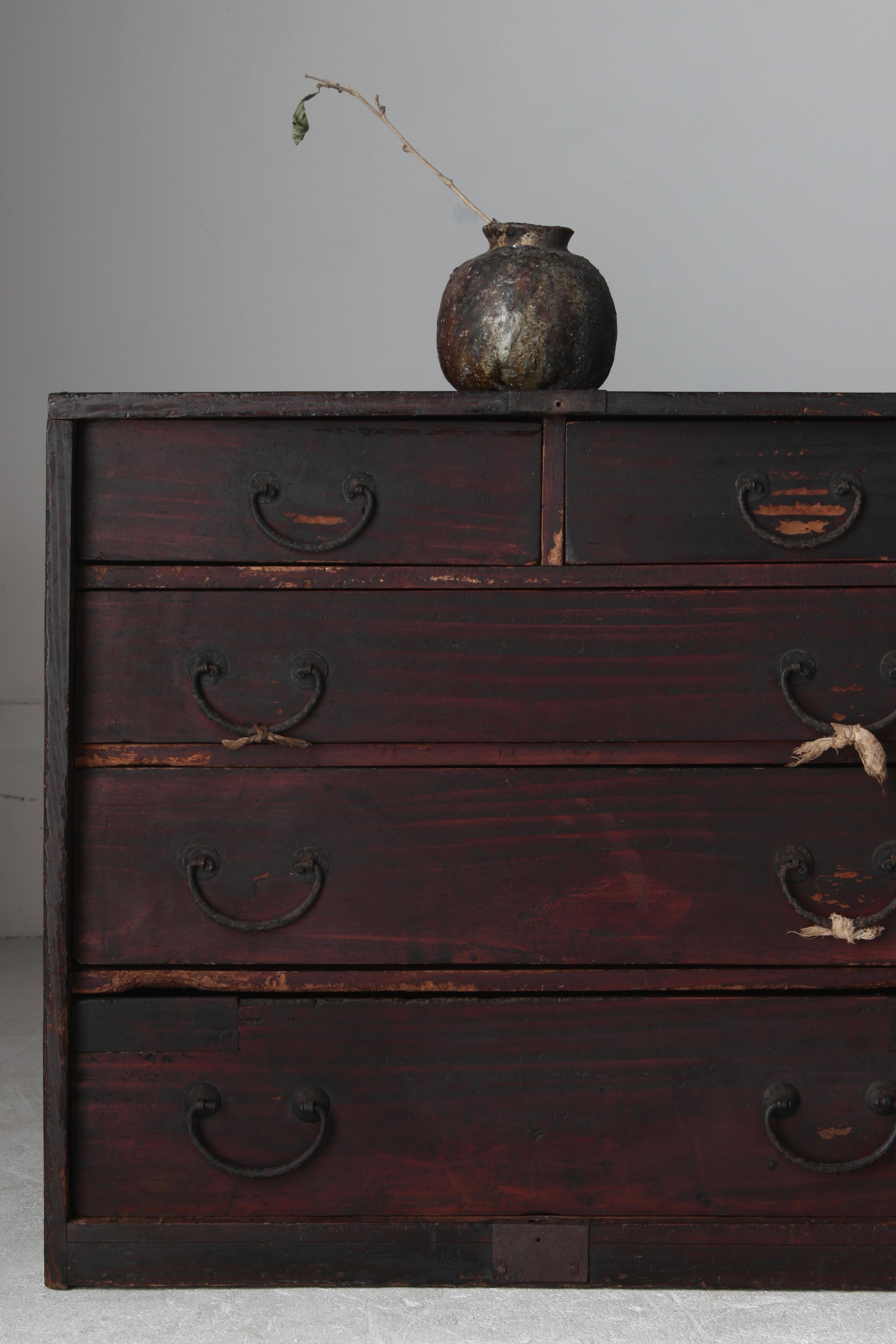 Meiji Japanese Antique Drawer / Storage Tansu / 1912s / Wabi-Sabi Mingei For Sale