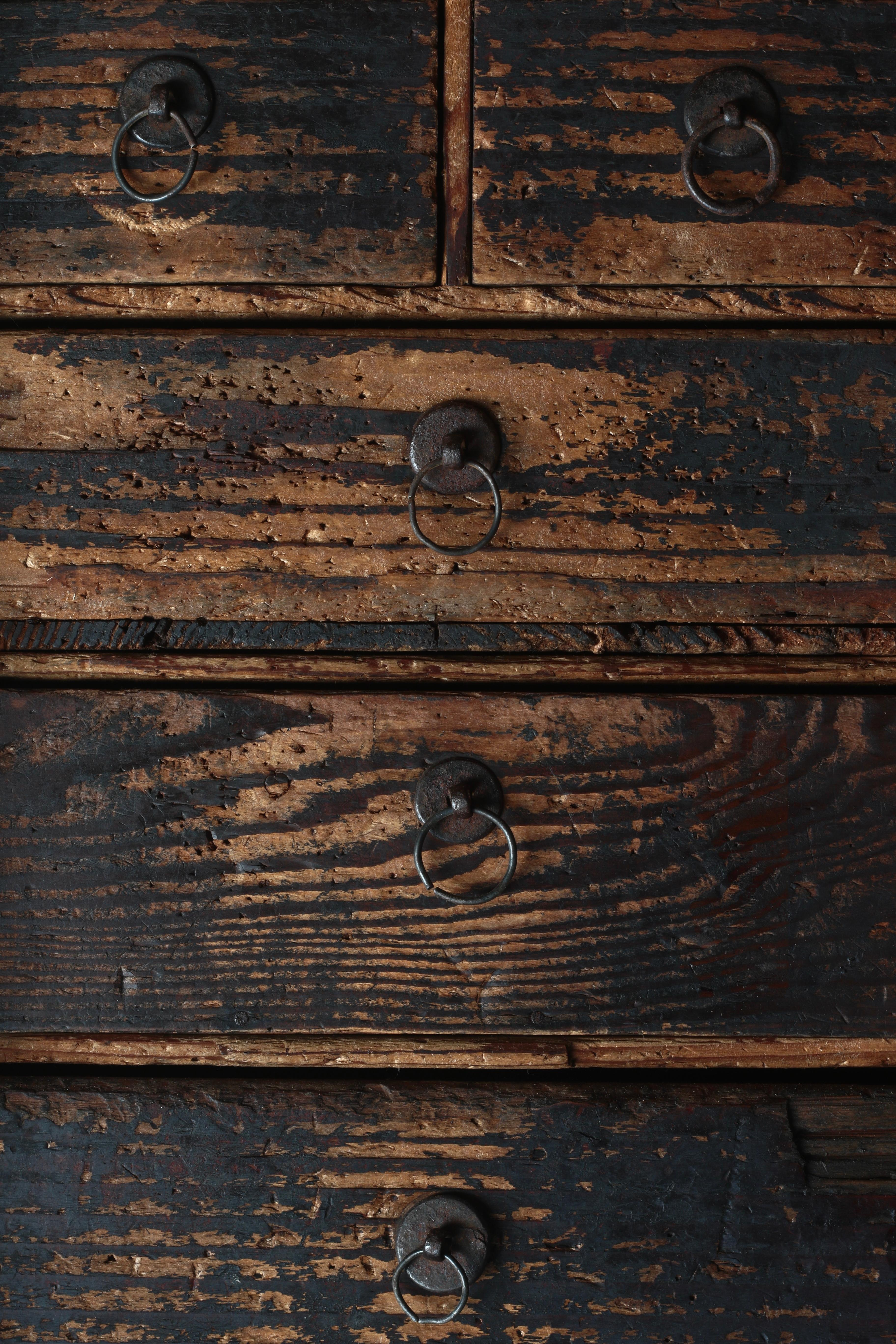Cajonera Antigua Japonesa / Tansu Cajonera / 1868-1912s Wabi-Sabi Carpintería en venta