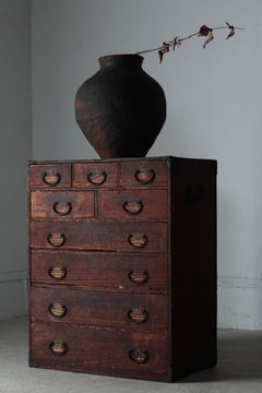 Cajón Antiguo Japonés / Almacenamiento Tansu / 1868-1912s / Wabi-Sabi Mingei