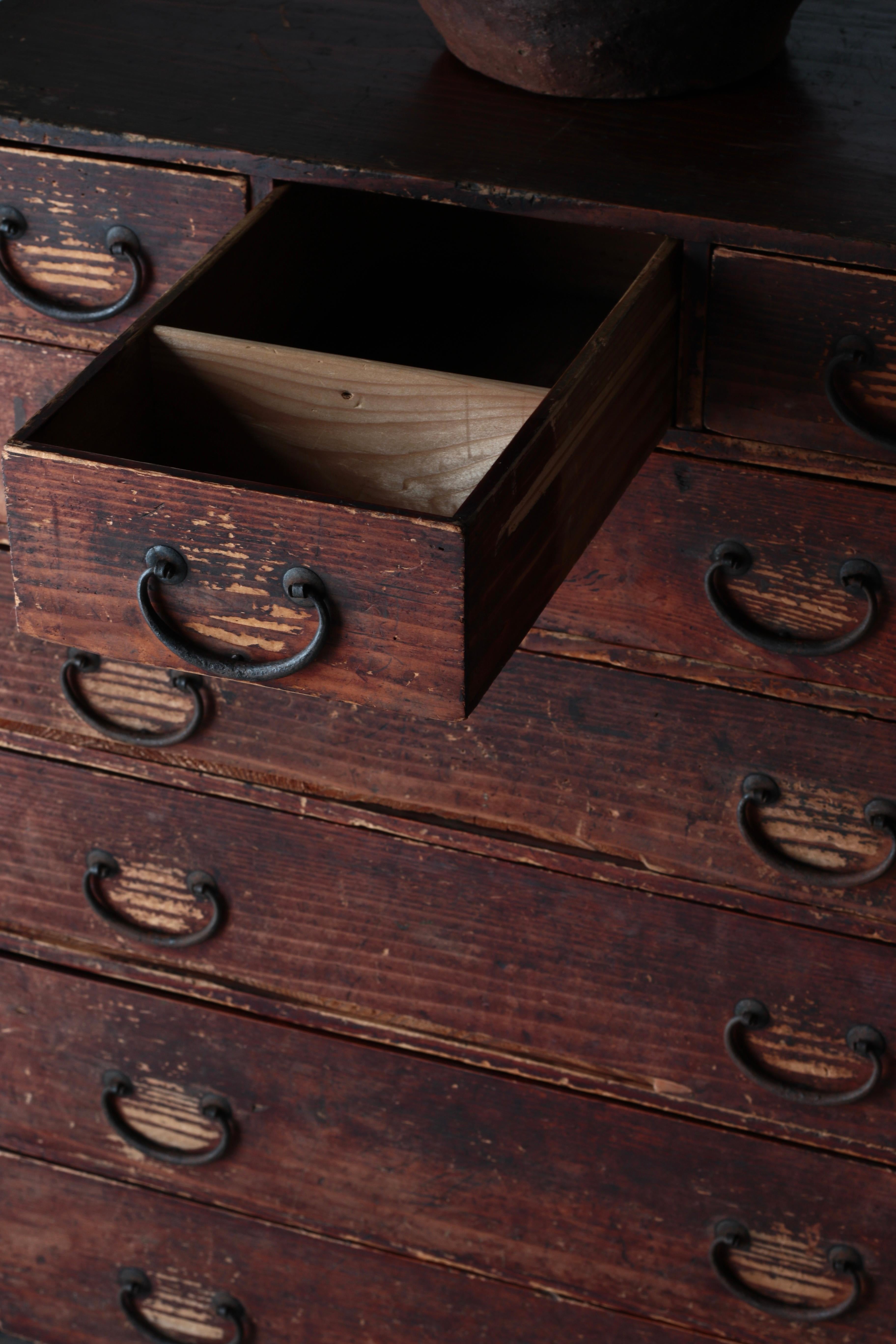 Iron Japanese Antique Drawer / Tansu Storage / 1868-1912s / Wabi-Sabi Mingei For Sale