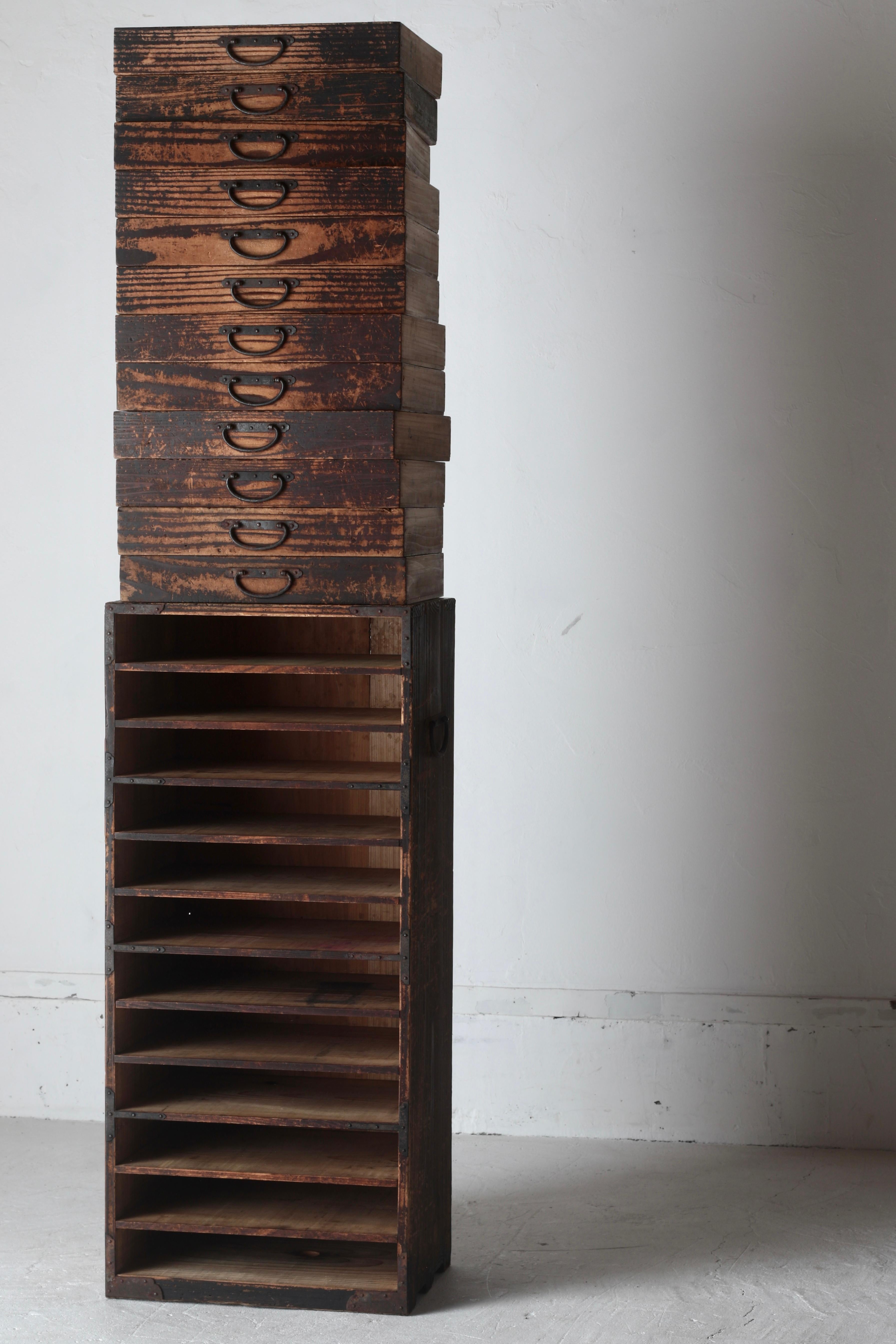 Antike japanische Schublade / Tansu-Aufbewahrung / Wabi-Sabi aus der Meiji-Periode im Angebot 6
