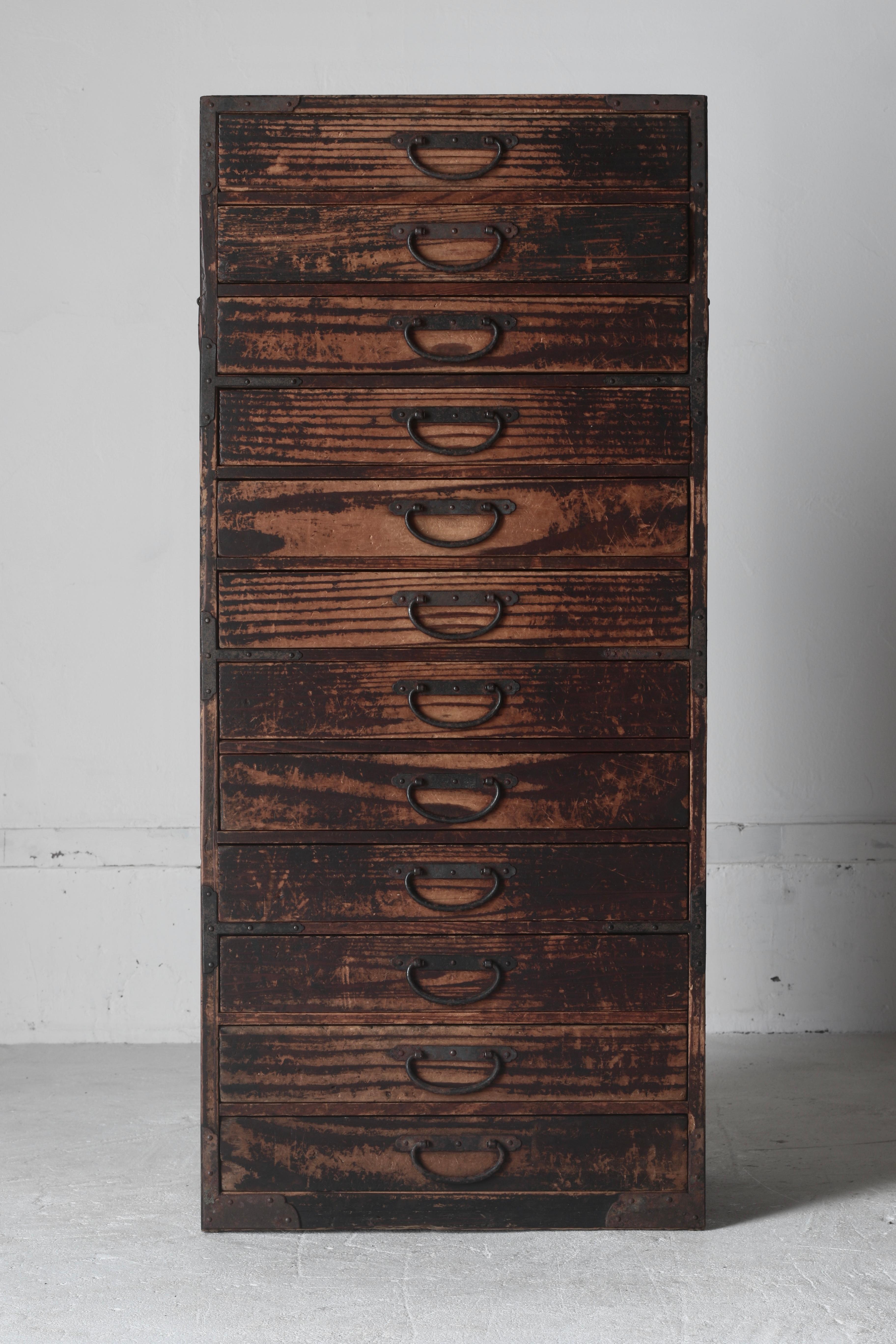 Antike japanische Schublade / Tansu-Aufbewahrung / Wabi-Sabi aus der Meiji-Periode im Angebot 7