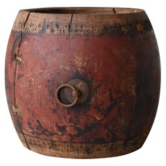 Japanese Antique Drum 1750s-1860s/Plant Cover Wabisabi Art Flower Vase