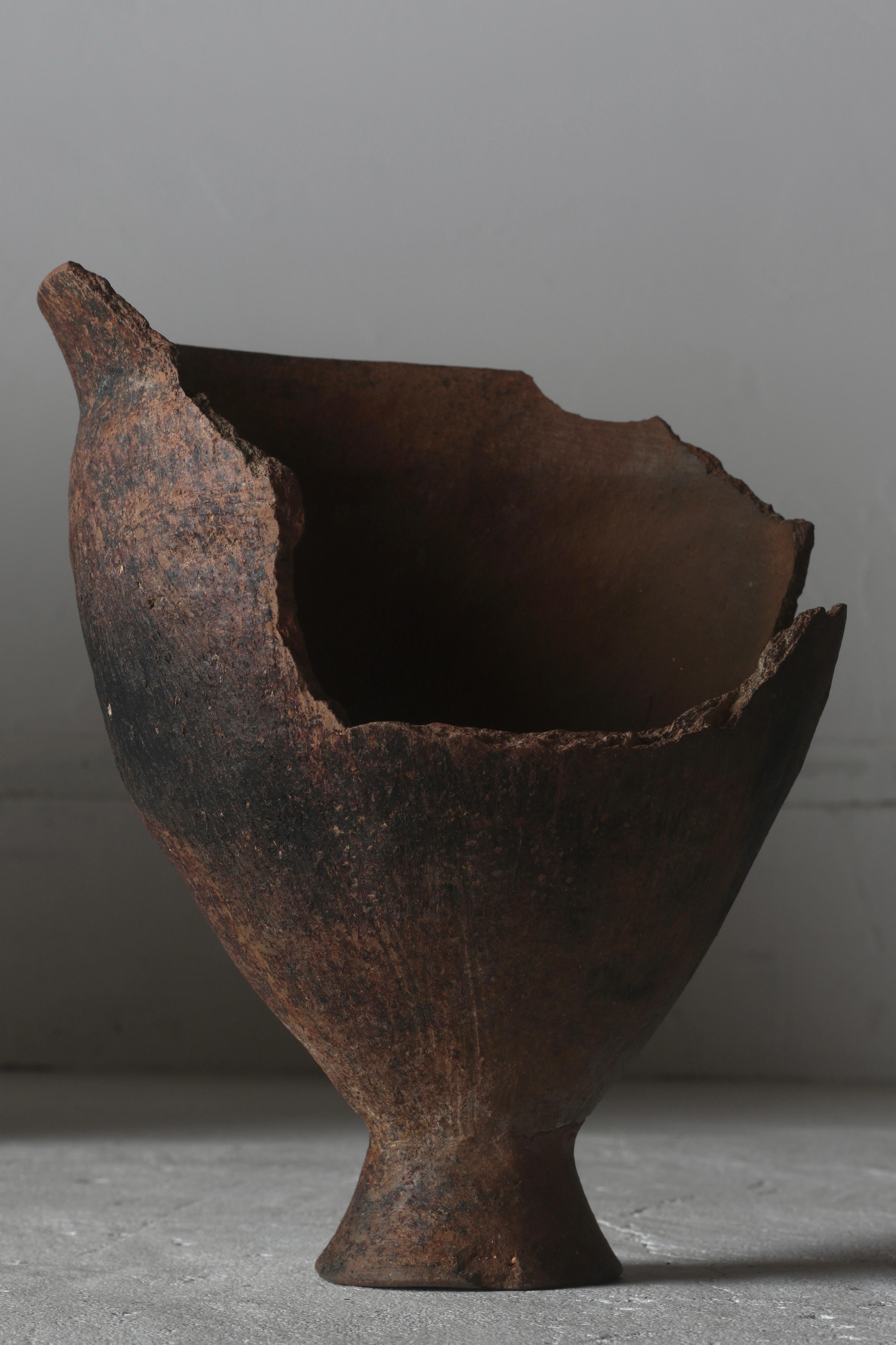 Giapponese Antico vaso giapponese in terracotta / Oggetto vaso / Periodo Yayoi Wabi-Sabi