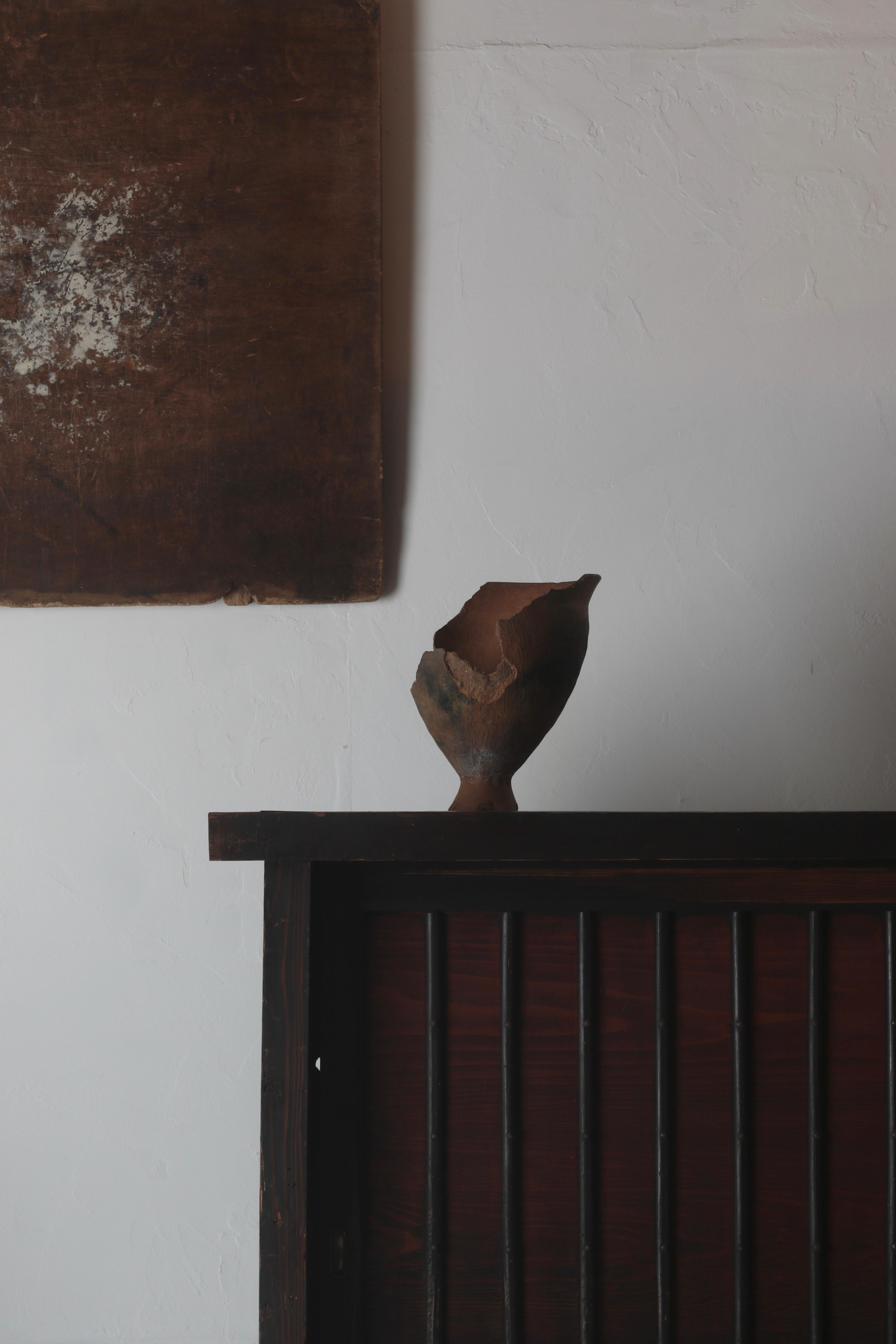 Fatto a mano Antico vaso giapponese in terracotta / Oggetto vaso / Periodo Yayoi Wabi-Sabi