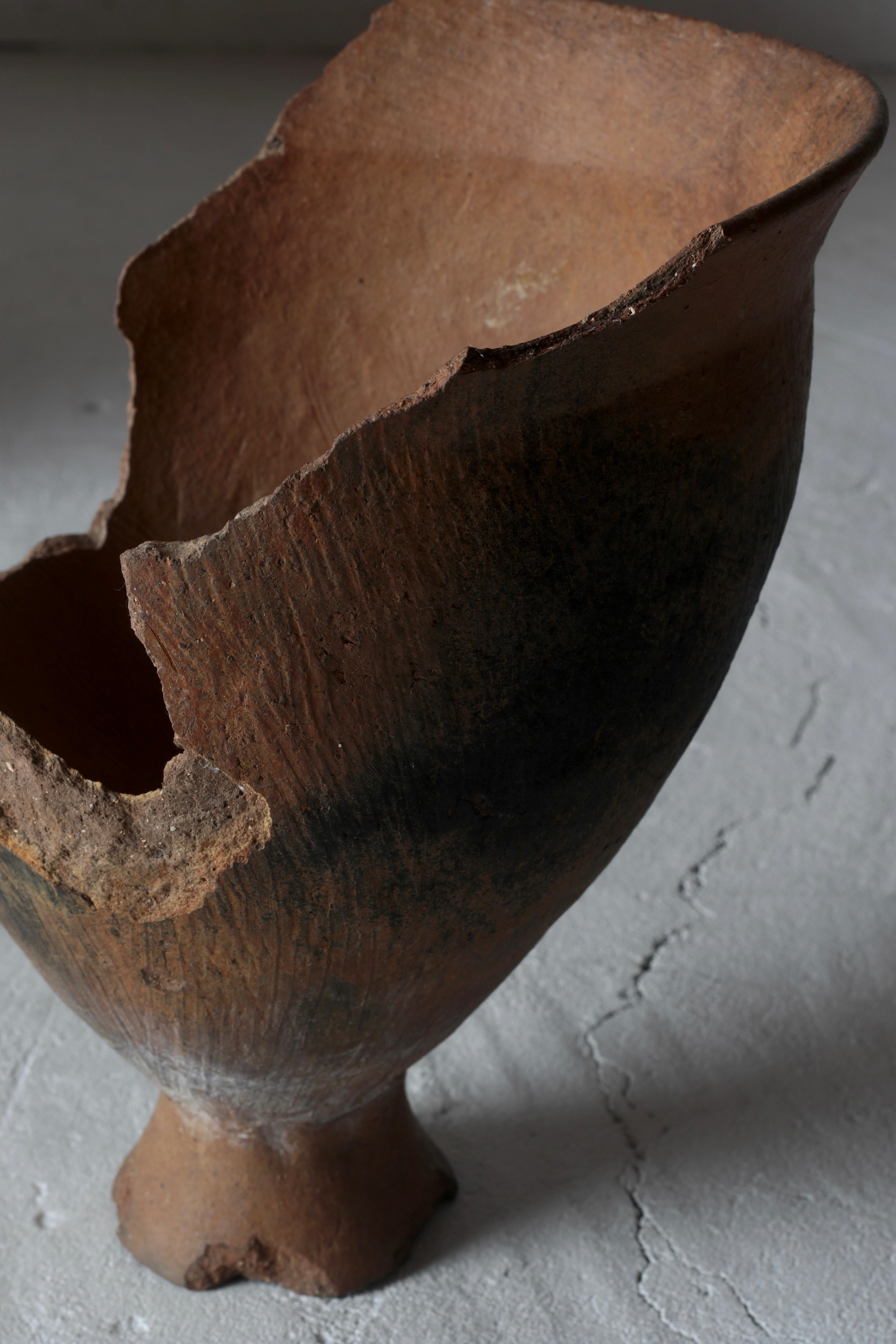 Antico vaso giapponese in terracotta / Oggetto vaso / Periodo Yayoi Wabi-Sabi 1
