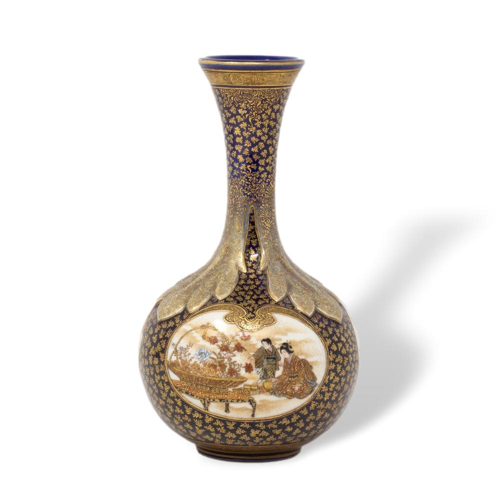 Vase japonais ancien en faïence Satsuma de Kinkozan Période Meiji Bon état - En vente à Newark, England