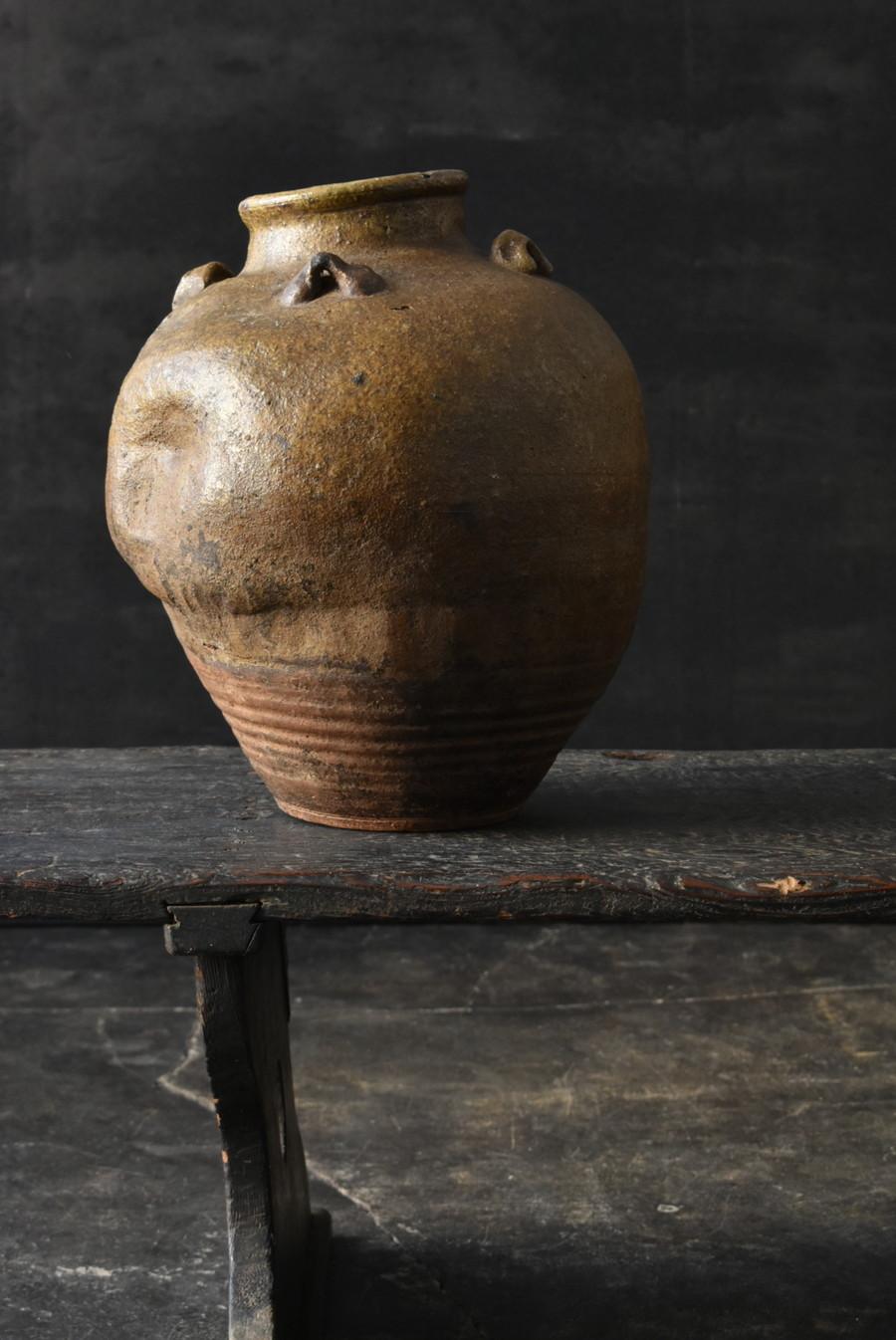 Japanese Antique Earthenware Wabi Sabi Jar / 1616-1868 / Edo Period In Good Condition In Sammu-shi, Chiba