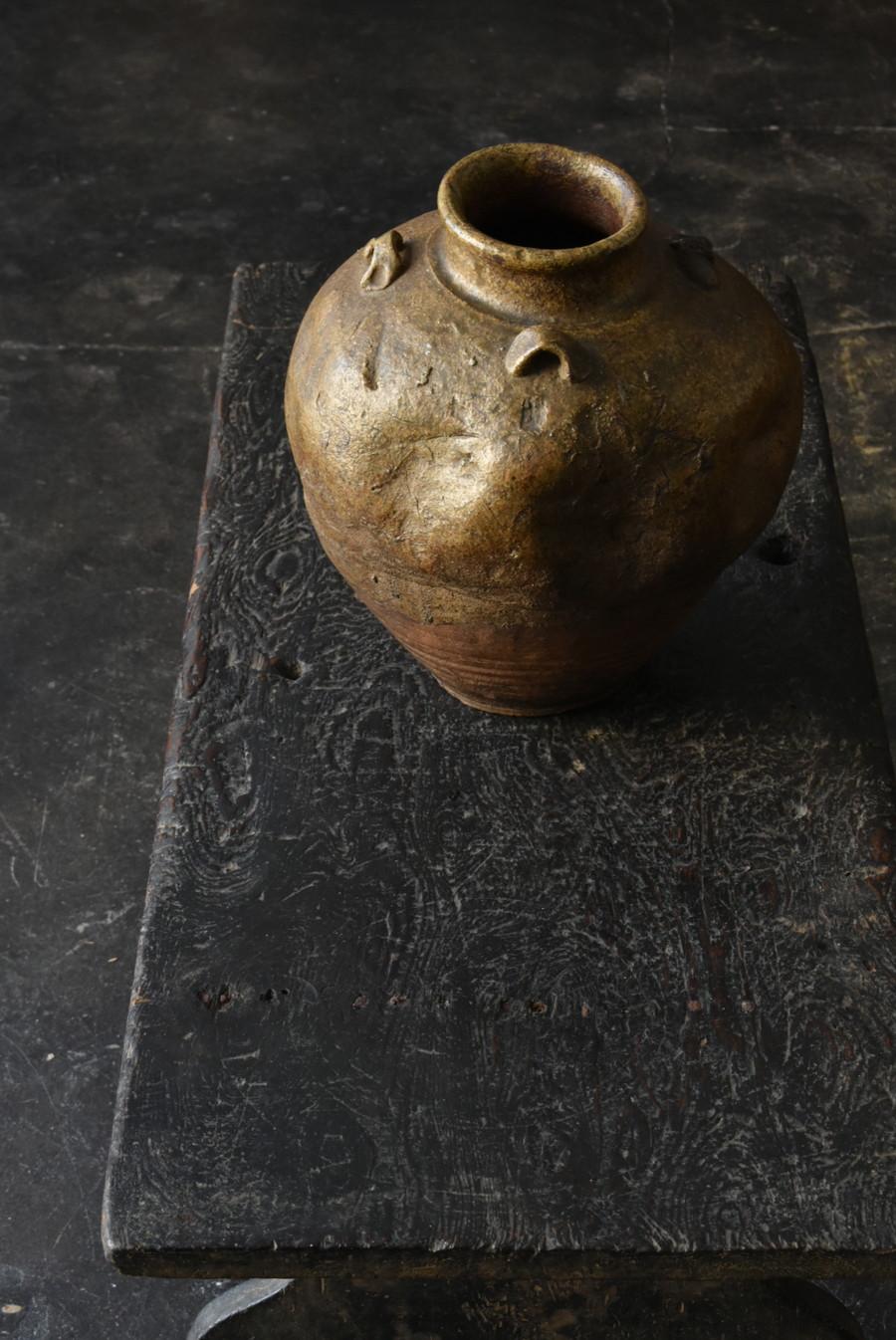Pottery Japanese Antique Earthenware Wabi Sabi Jar / 1616-1868 / Edo Period