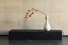 Japanische antike Vase aus Steingut mit weißer Glasur/[Shiro-tanba] Hyogo-Prefektur