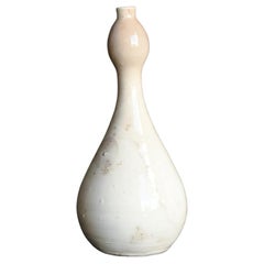 Japanese antique earthenware white glaze vase/[Shiro-tanba] Hyogo Prefecture