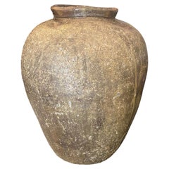 Japanese Antique Edo Large Echizen Wabi-Sabi Art Pottery Jar Tsubo Ikebana Vase