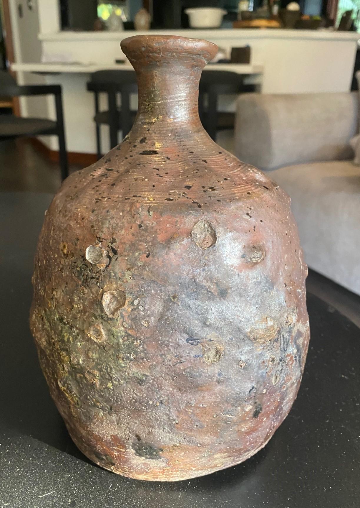 Japanese Antique Edo Meiji Wabi-Sabi Tanba Tamba Art Pottery Vase Jar Pot For Sale 4