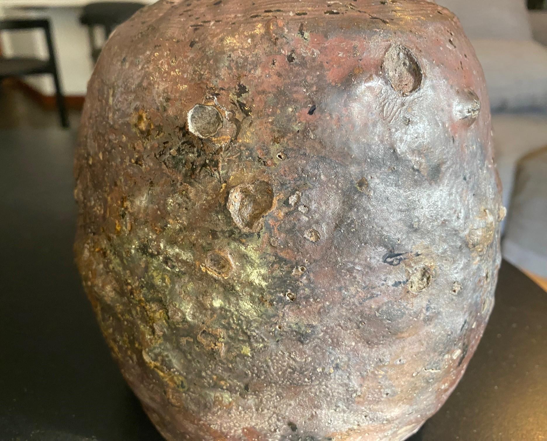Japanese Antique Edo Meiji Wabi-Sabi Tanba Tamba Art Pottery Vase Jar Pot For Sale 5