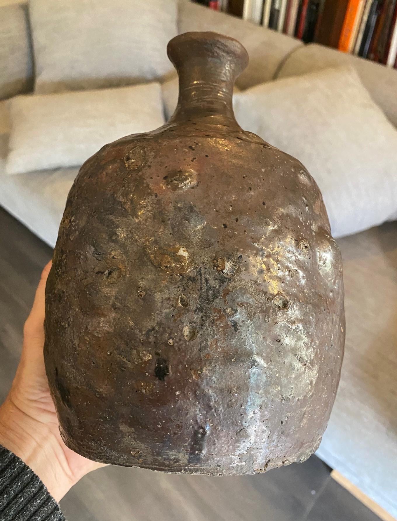 Japanese Antique Edo Meiji Wabi-Sabi Tanba Tamba Art Pottery Vase Jar Pot For Sale 6