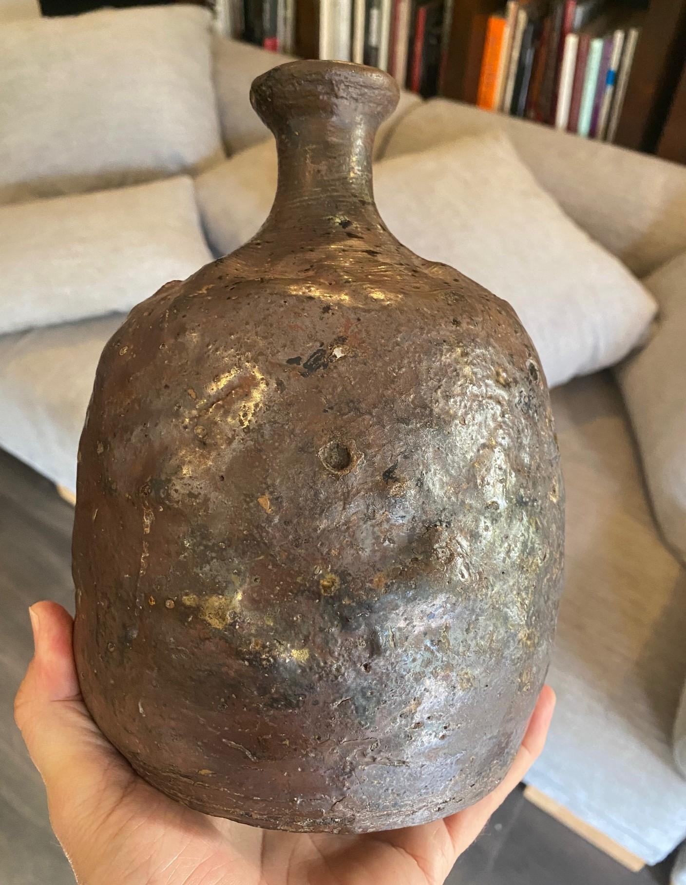 Japanese Antique Edo Meiji Wabi-Sabi Tanba Tamba Art Pottery Vase Jar Pot For Sale 7