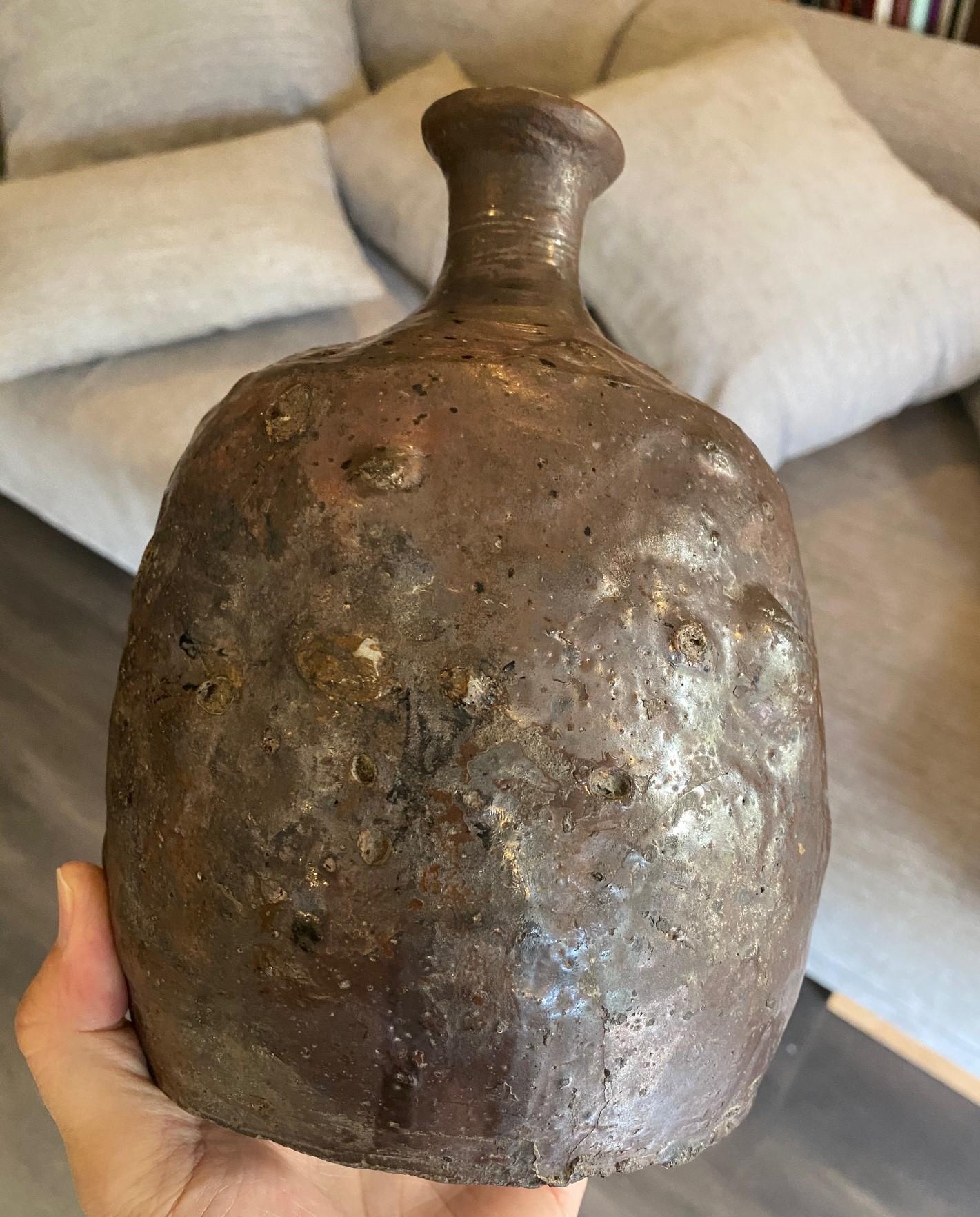 Japanese Antique Edo Meiji Wabi-Sabi Tanba Tamba Art Pottery Vase Jar Pot For Sale 8