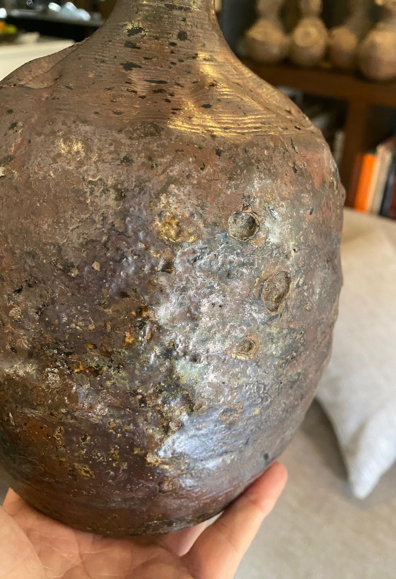 Japanese Antique Edo Meiji Wabi-Sabi Tanba Tamba Art Pottery Vase Jar Pot For Sale 11