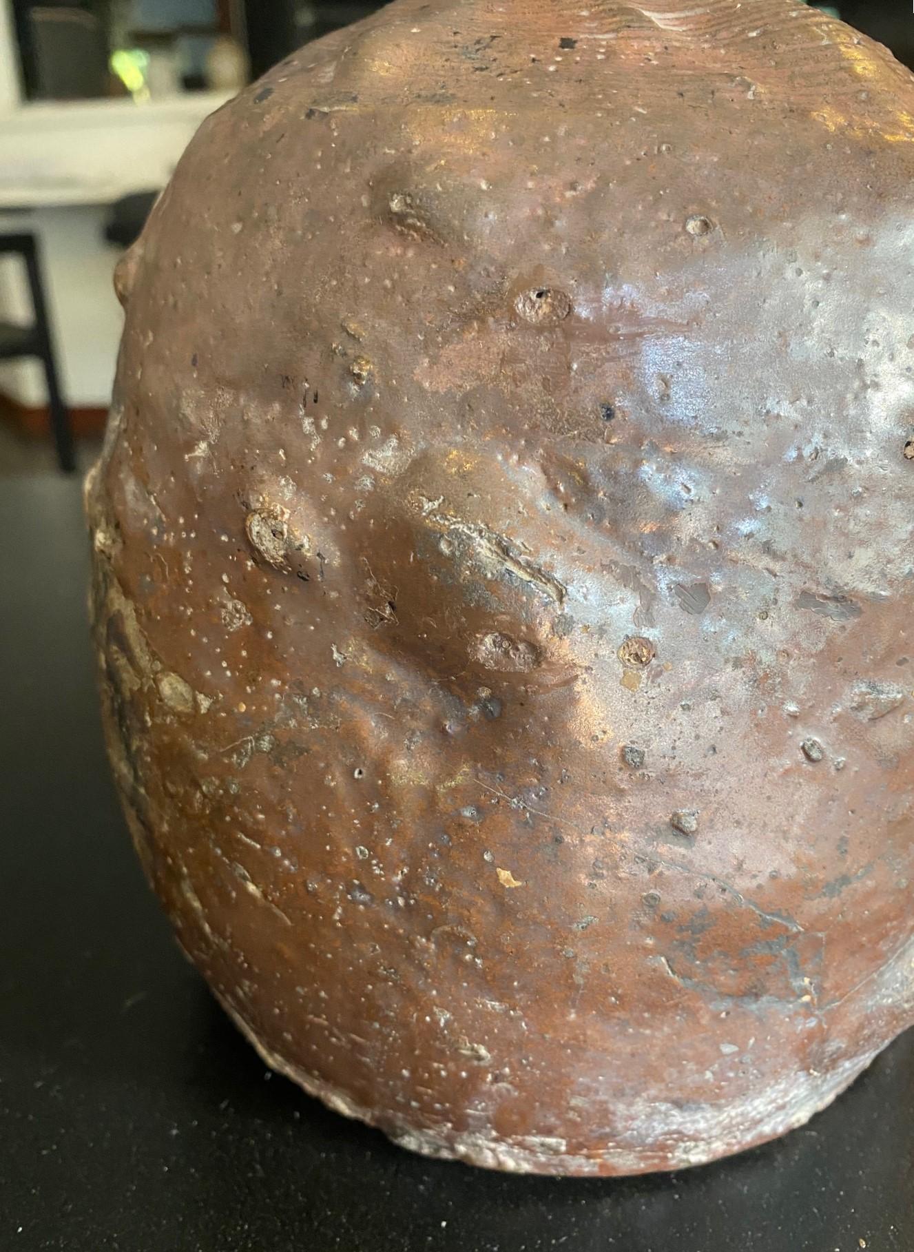 Fired Japanese Antique Edo Meiji Wabi-Sabi Tanba Tamba Art Pottery Vase Jar Pot For Sale