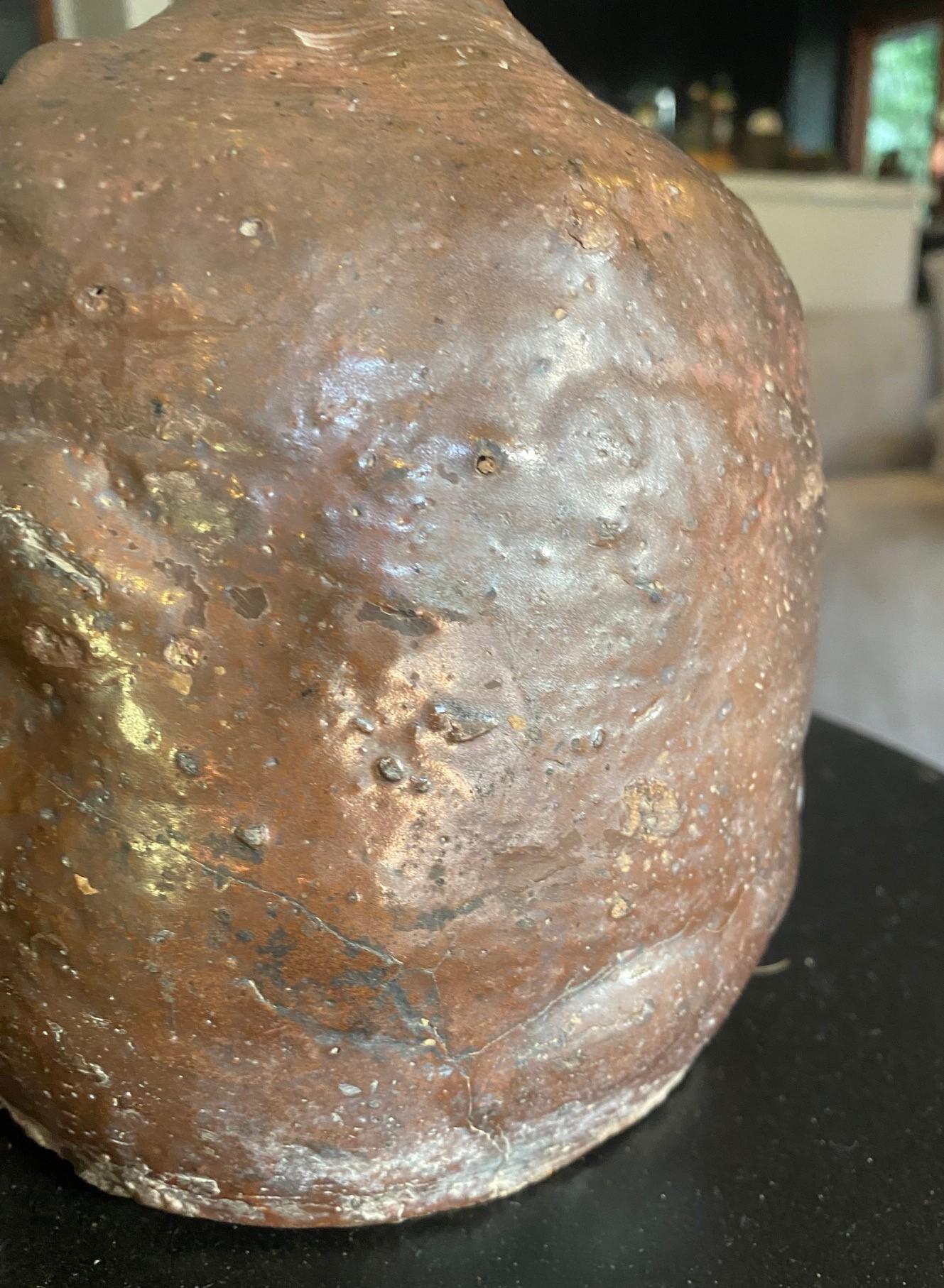 Japanese Antique Edo Meiji Wabi-Sabi Tanba Tamba Art Pottery Vase Jar Pot In Good Condition For Sale In Studio City, CA
