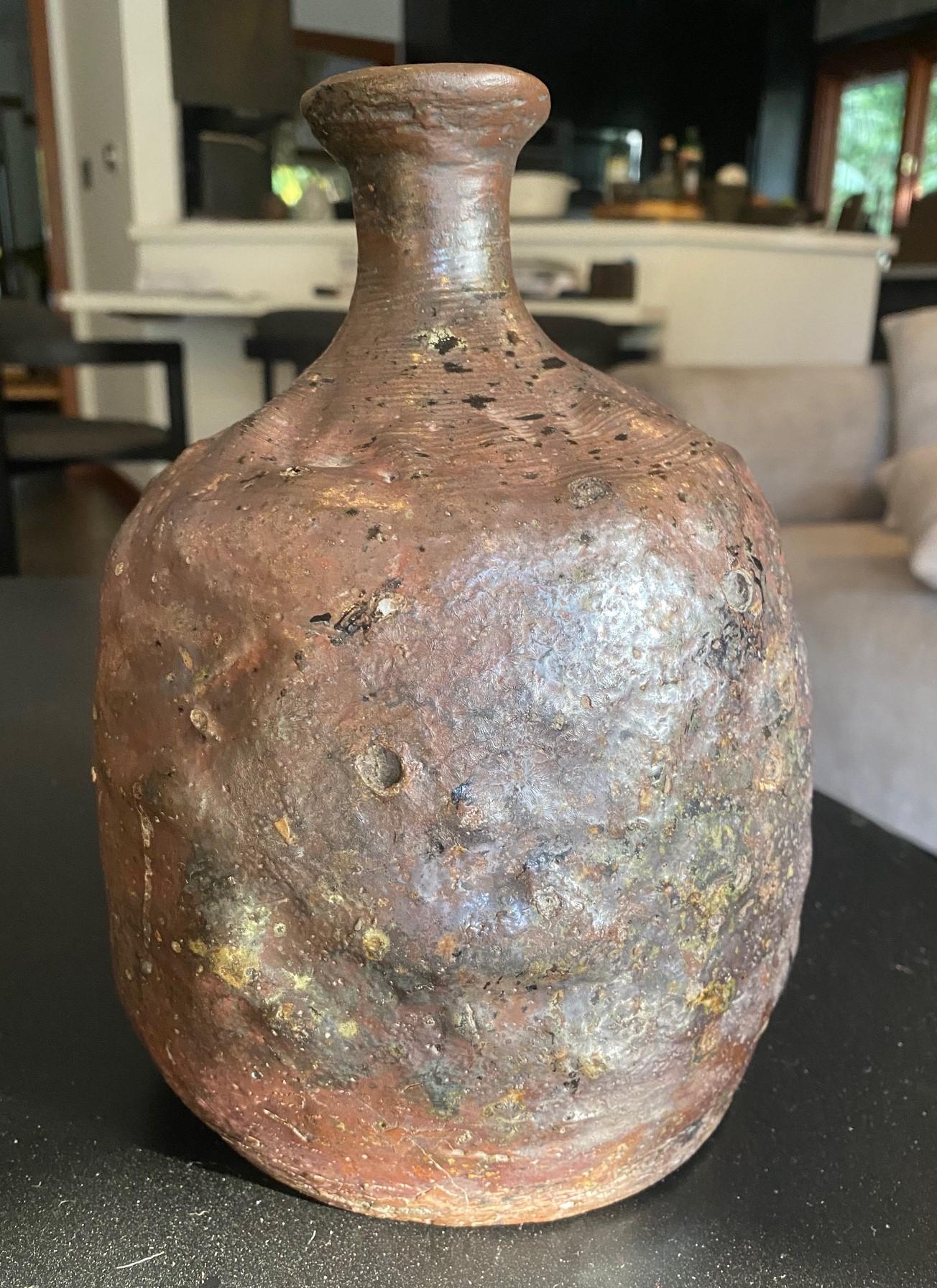 Japanese Antique Edo Meiji Wabi-Sabi Tanba Tamba Art Pottery Vase Jar Pot For Sale 1