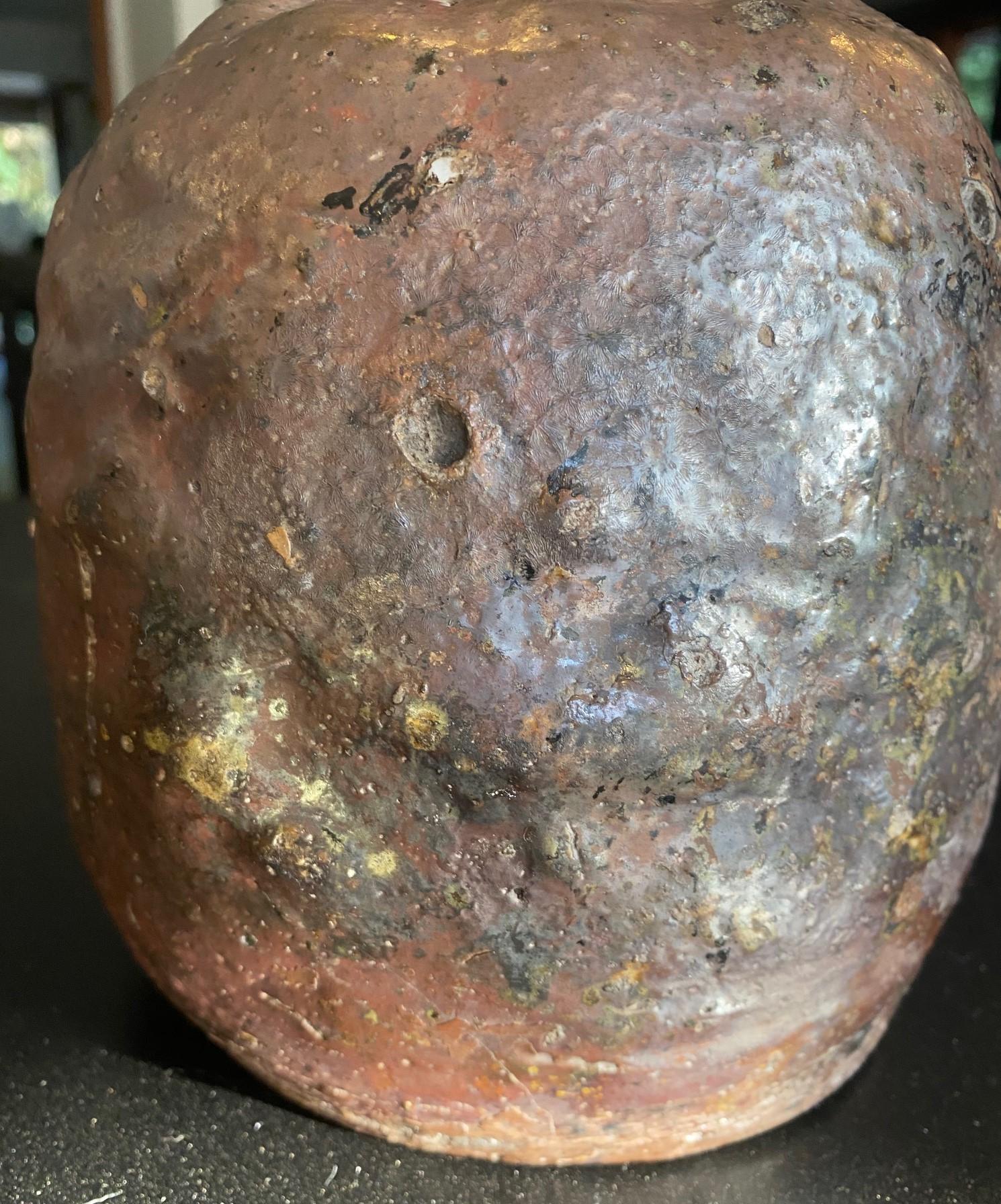 Japanese Antique Edo Meiji Wabi-Sabi Tanba Tamba Art Pottery Vase Jar Pot For Sale 2