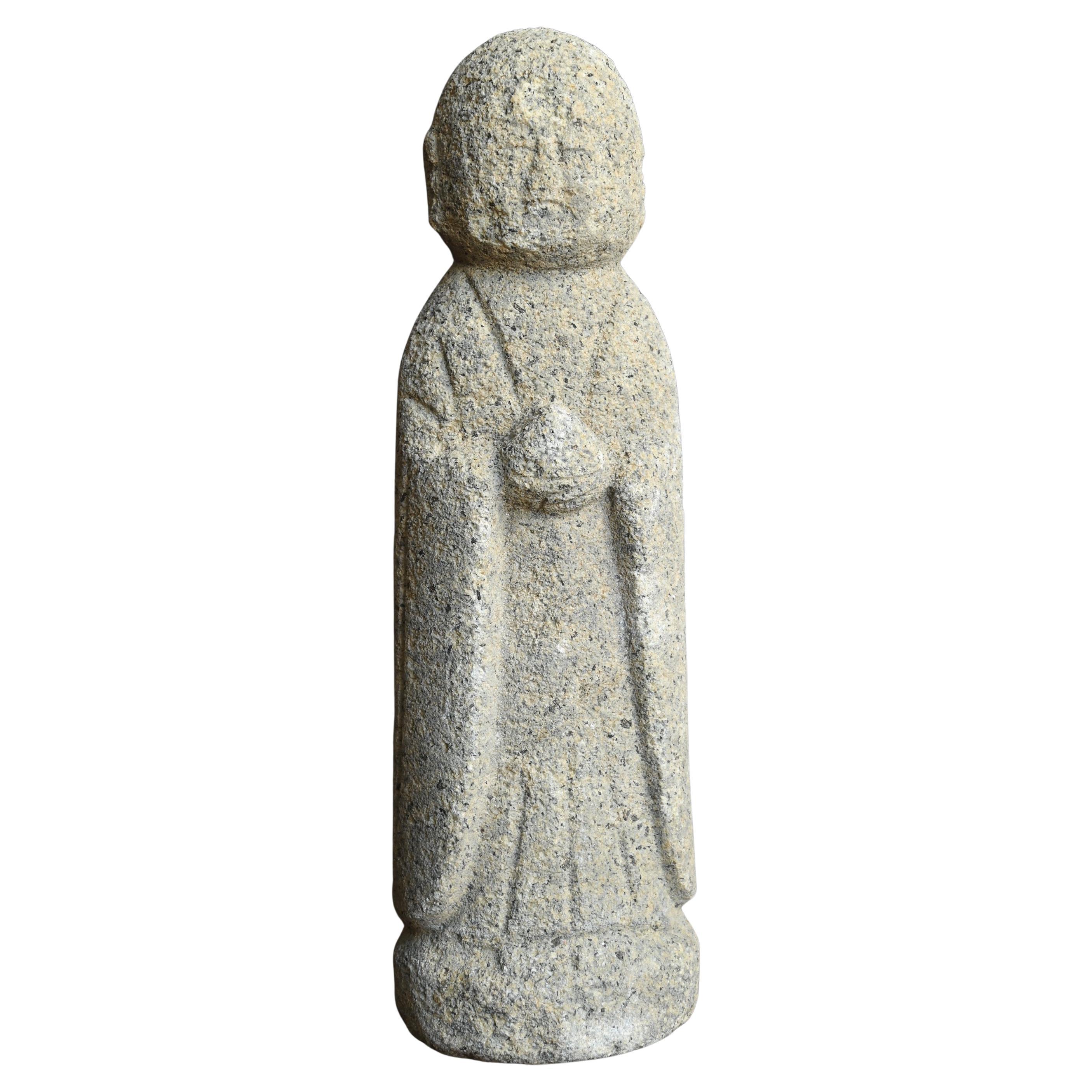 Antico Buddha di pietra giapponese del periodo Edo / XIX secolo / Ornamento da giardino