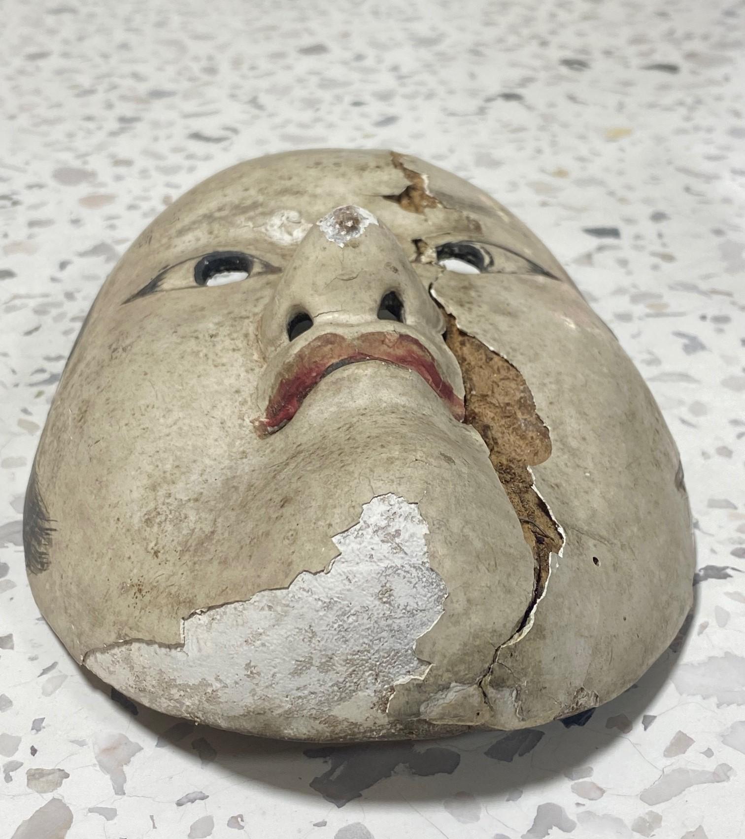 Japanese Antique Edo Signed Wood Noh Theater Mask Ko-Omote 17th-18th Century For Sale 1