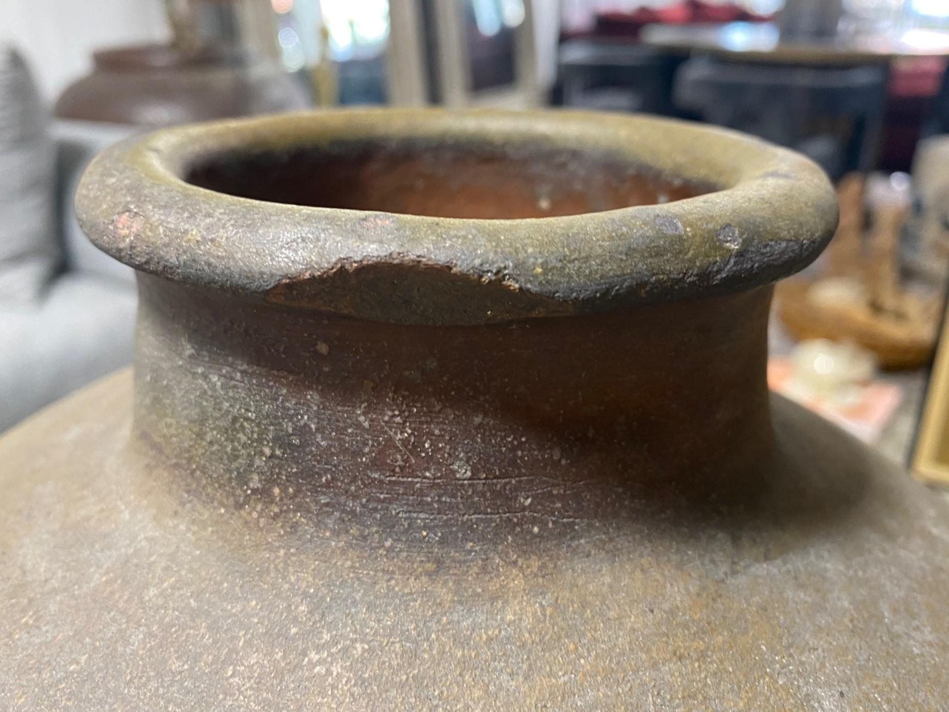 Japanese Antique Edo Wabi-Sabi Bizen Ware Large Art Pottery Jar Tsubo Pot Vase 6