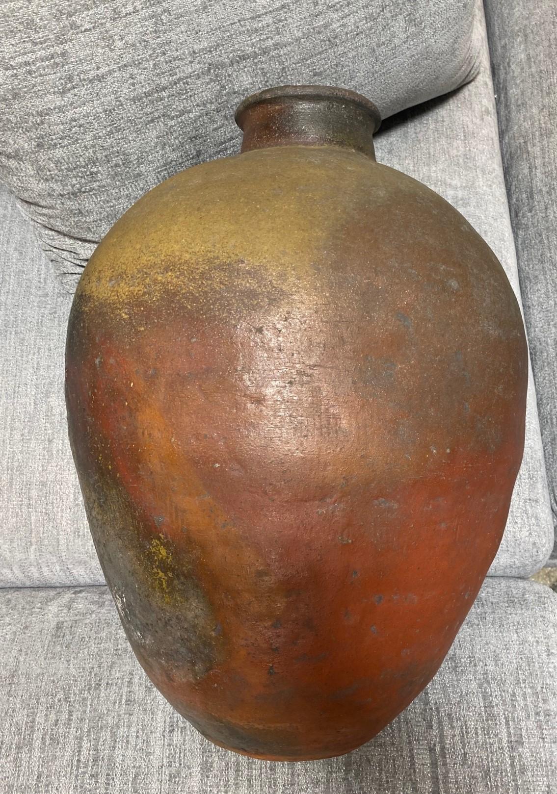 Japanese Antique Edo Wabi-Sabi Bizen Ware Large Art Pottery Jar Tsubo Pot Vase 11