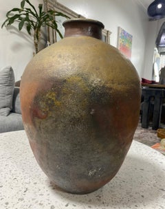 Japanese Antique Edo Wabi-Sabi Bizen Ware Large Art Pottery Jar Tsubo Pot Vase