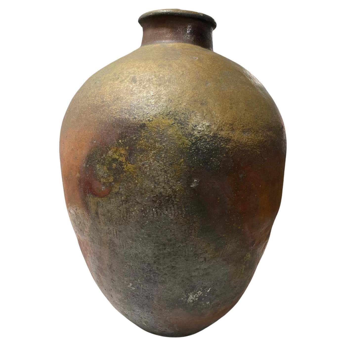 Bizen Ware Japanese Antique Edo Wabi-Sabi Bizen Ware Large Art Pottery Jar Tsubo ...