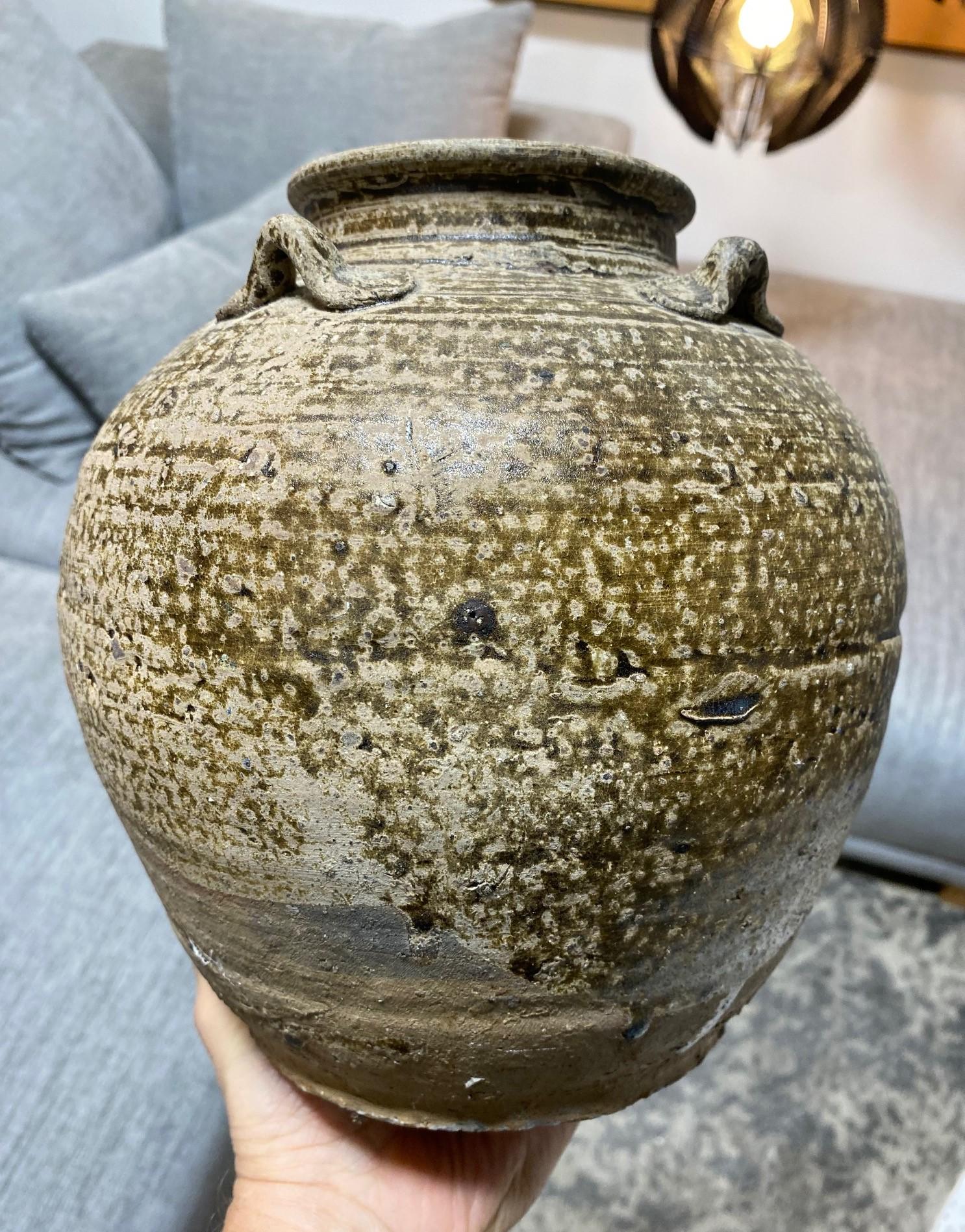 Japanese Antique Edo Wabi-Sabi Shigaraki Tamba Tanba Art Pottery Jar Tsubo Vase For Sale 8