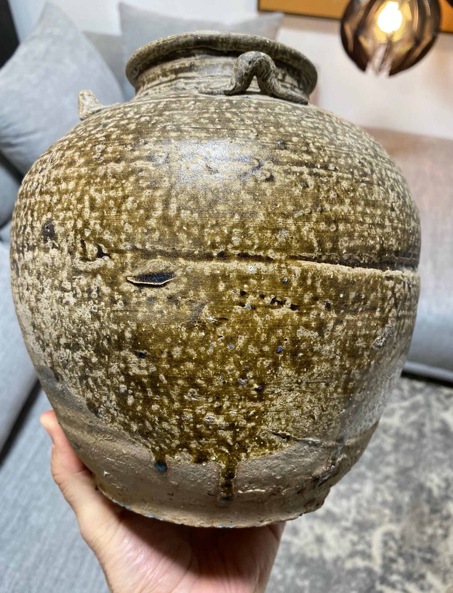 Japanese Antique Edo Wabi-Sabi Shigaraki Tamba Tanba Art Pottery Jar Tsubo Vase For Sale 10