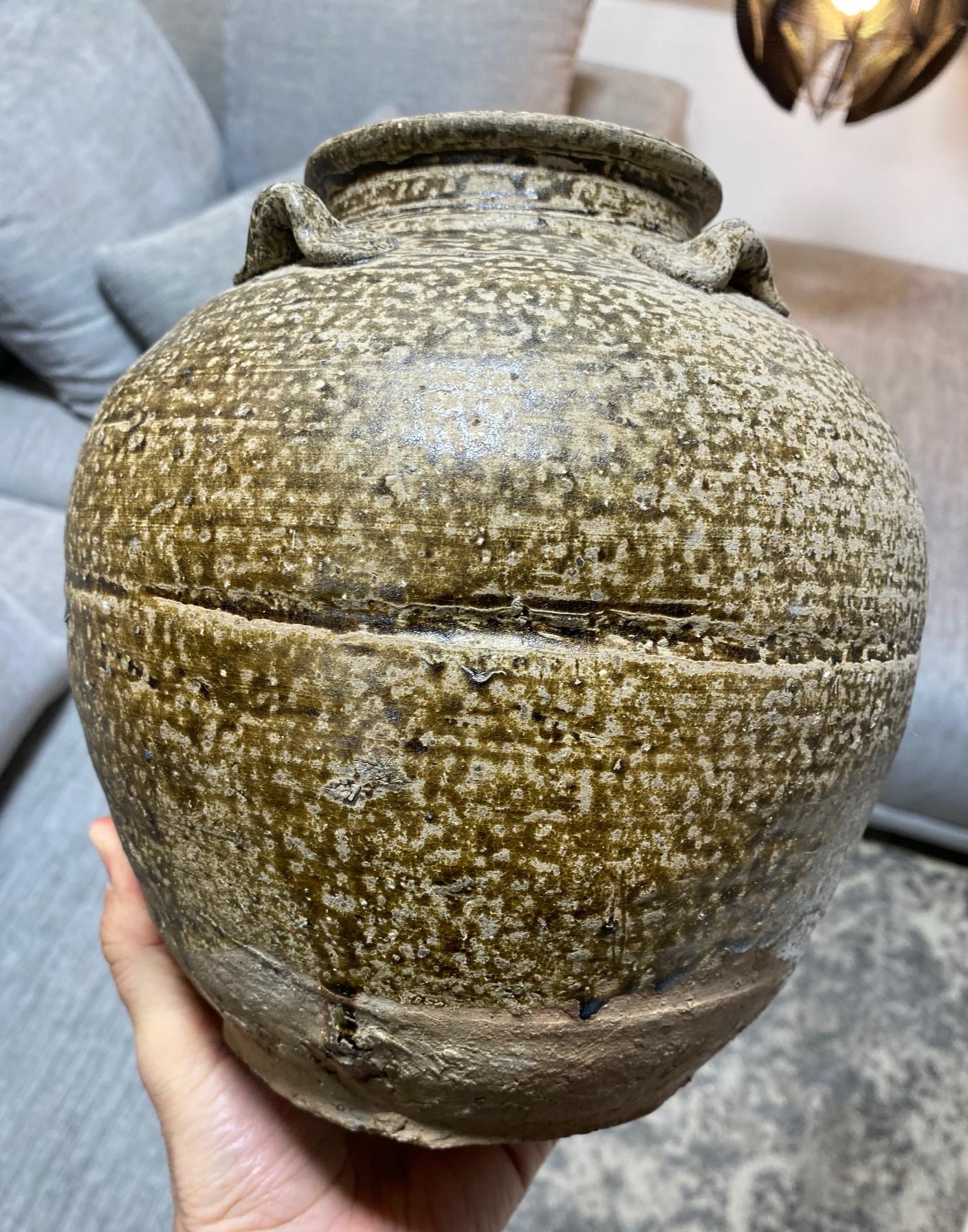 Japanese Antique Edo Wabi-Sabi Shigaraki Tamba Tanba Art Pottery Jar Tsubo Vase For Sale 11
