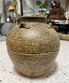Japanese Antique Edo Wabi-Sabi Shigaraki Tamba Tanba Art Pottery Jar Tsubo Vase