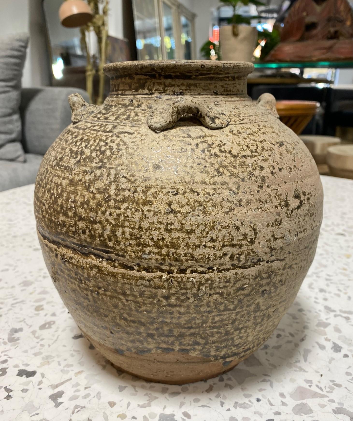 Japanese Antique Edo Wabi-Sabi Shigaraki Tamba Tanba Art Pottery Jar Tsubo Vase In Good Condition For Sale In Studio City, CA