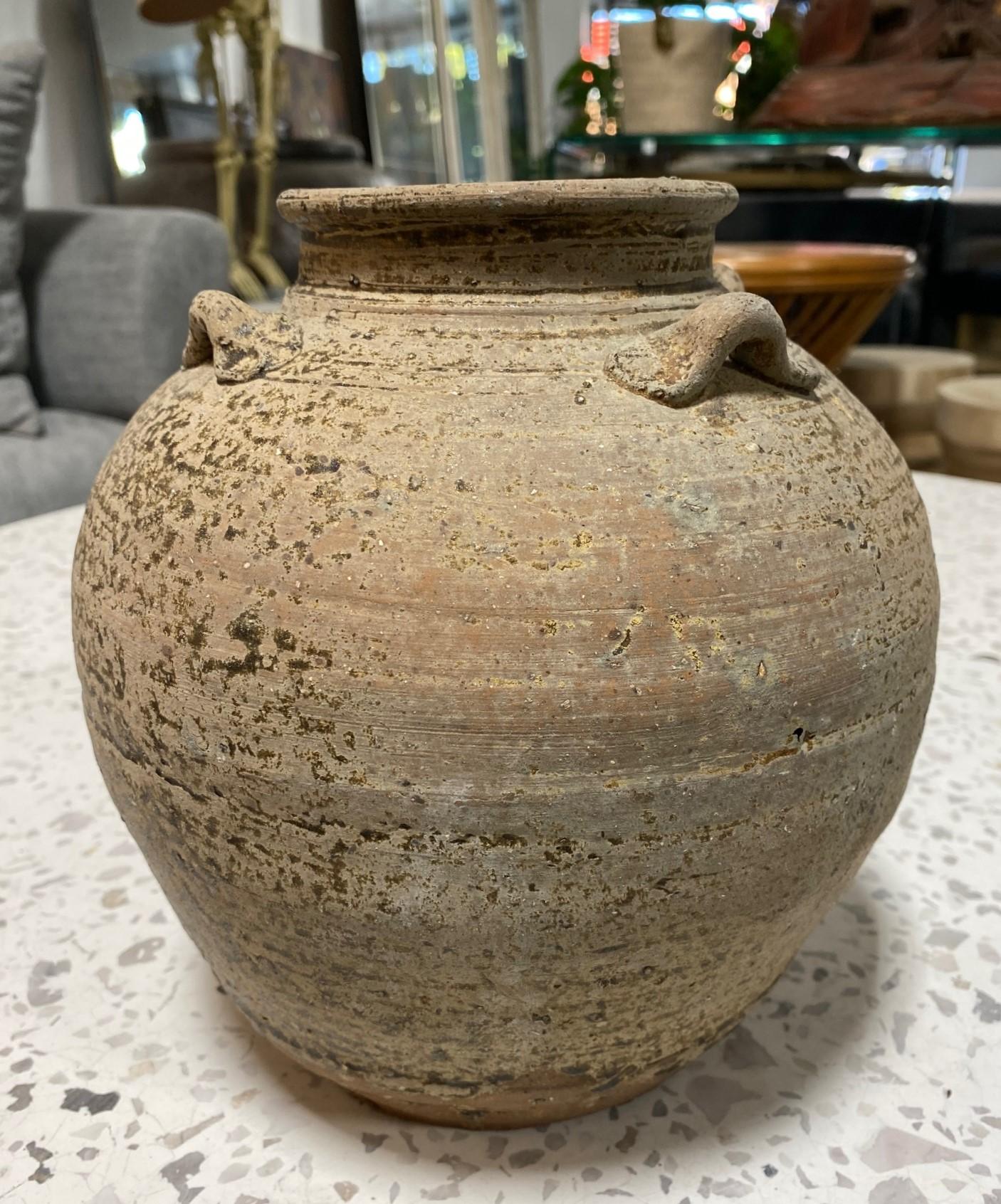 18th Century and Earlier Japanese Antique Edo Wabi-Sabi Shigaraki Tamba Tanba Art Pottery Jar Tsubo Vase For Sale