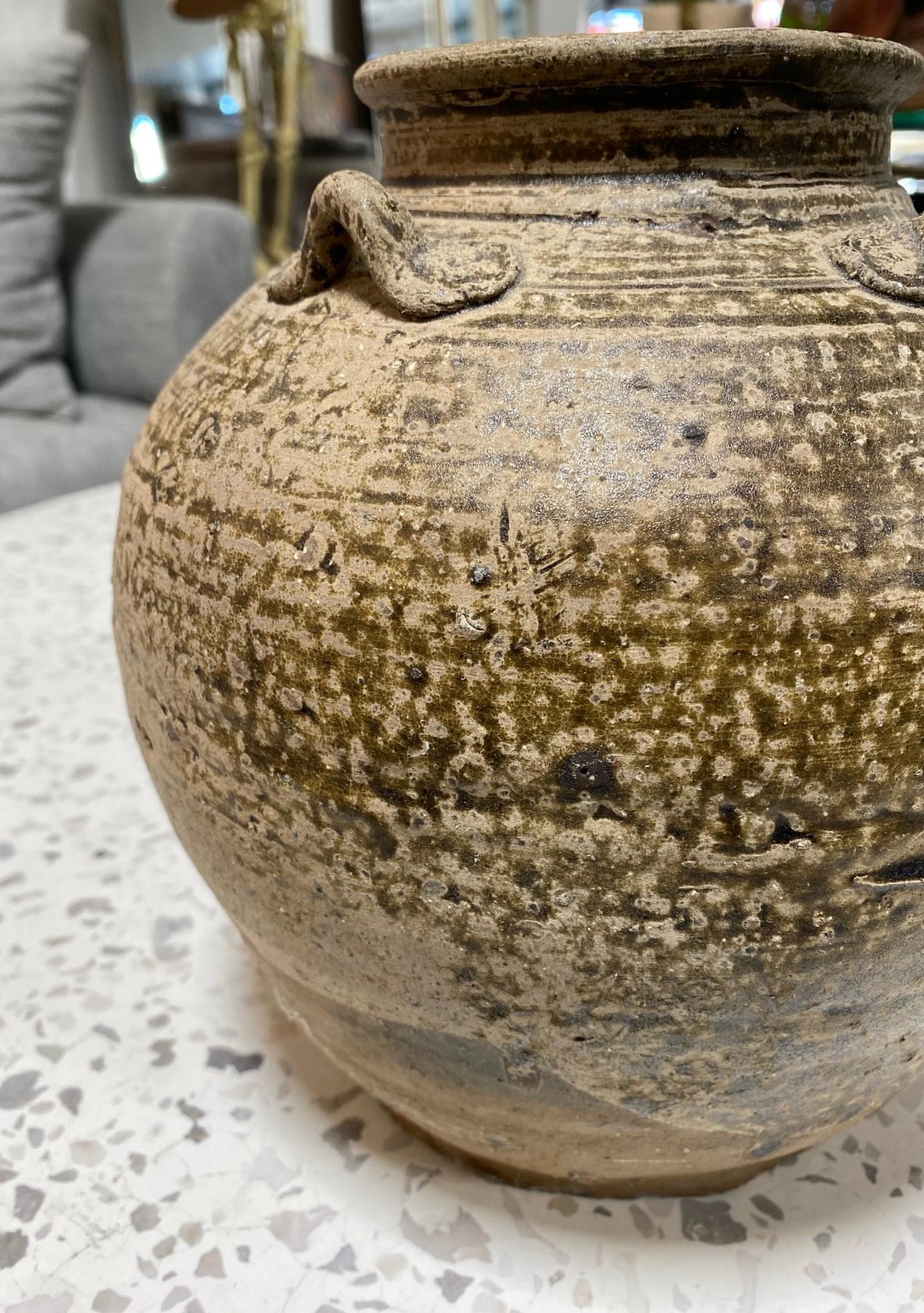 Japanese Antique Edo Wabi-Sabi Shigaraki Tamba Tanba Art Pottery Jar Tsubo Vase For Sale 2