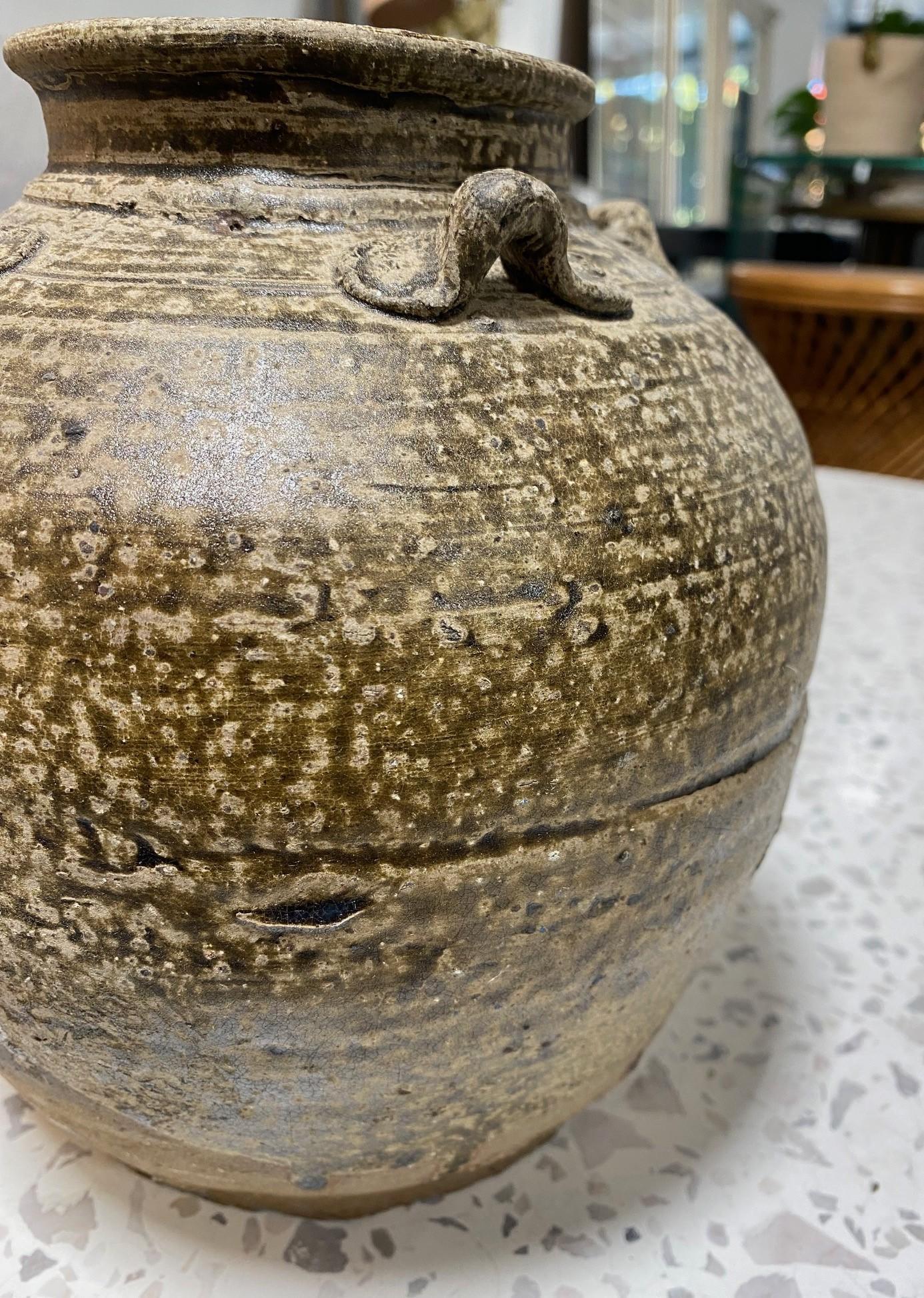 Japanese Antique Edo Wabi-Sabi Shigaraki Tamba Tanba Art Pottery Jar Tsubo Vase For Sale 3