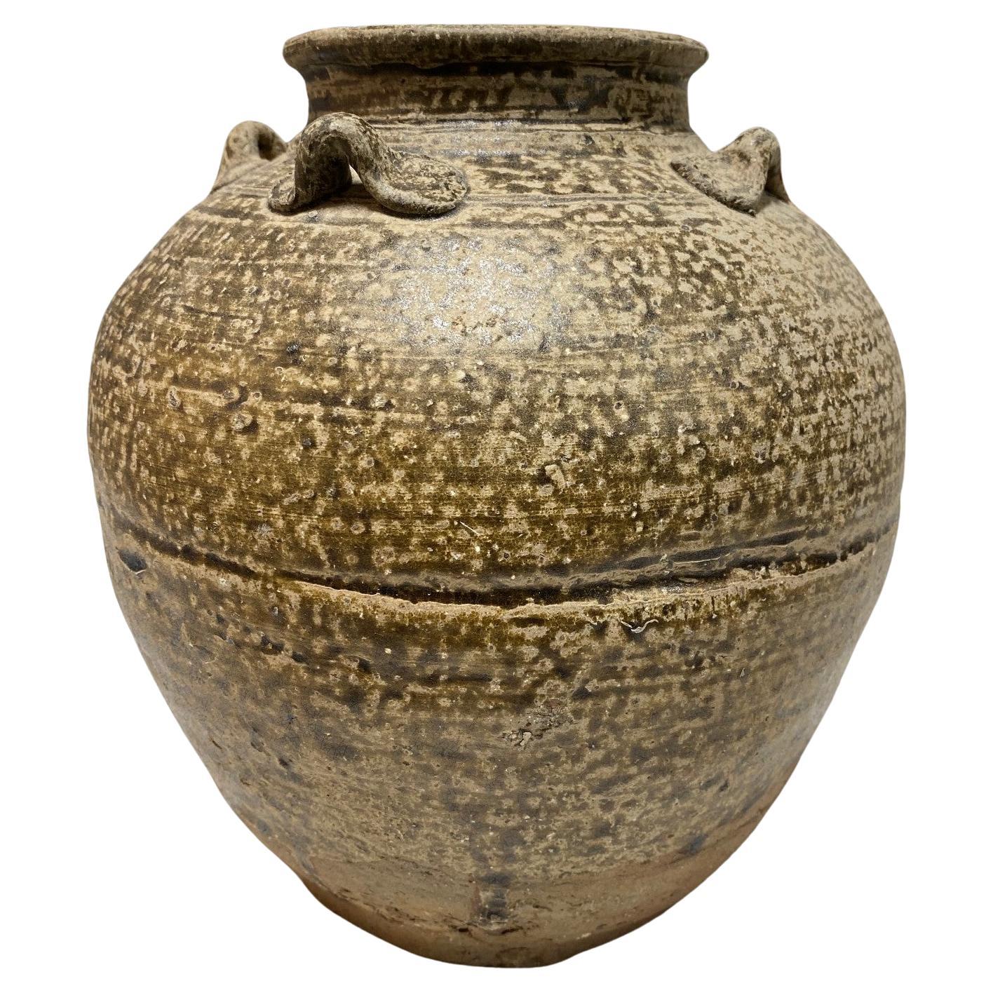 Japanische antike japanische Tsubo-Vase aus Kunstkeramikgefäß, Edo Wabi-Sabi Shigaraki Tamba Tanba