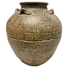 Japanese Antique Edo Wabi-Sabi Shigaraki Tamba Tanba Art Pottery Jar Tsubo Vase