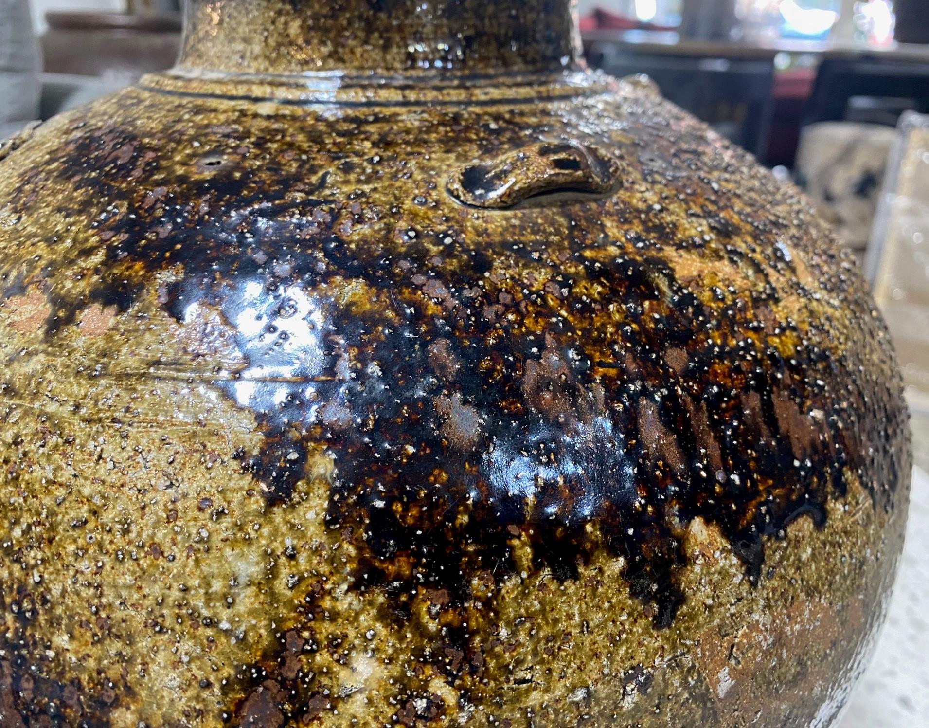 Japanese Antique Edo Wabi-Sabi Tamba Tanba Large Art Pottery Jar Tsubo Pot Vase For Sale 12