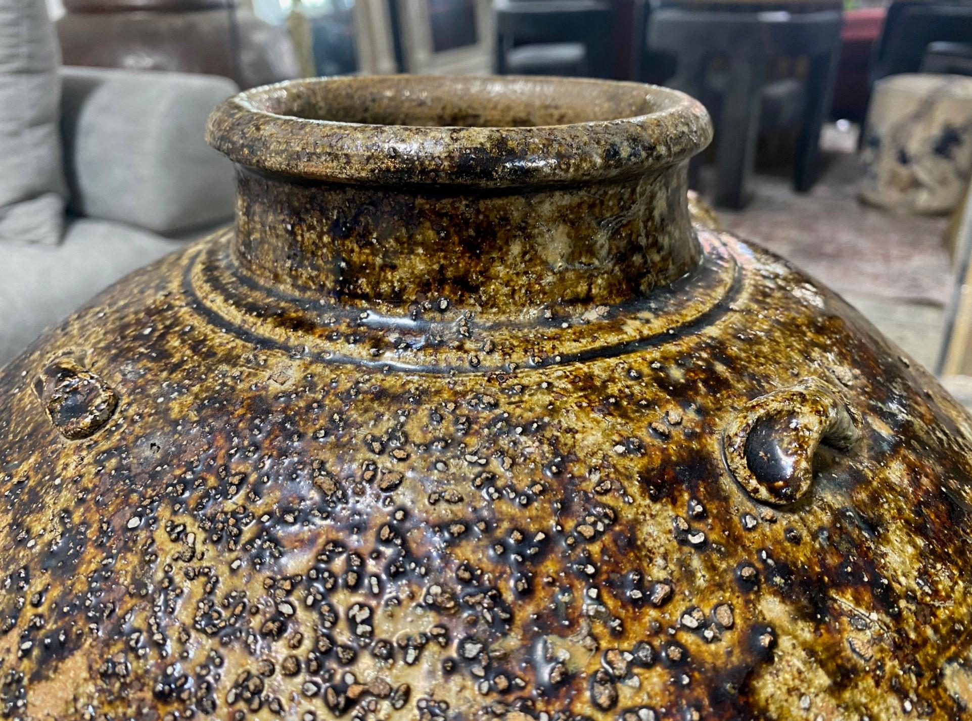 Japanese Antique Edo Wabi-Sabi Tamba Tanba Large Art Pottery Jar Tsubo Pot Vase 1
