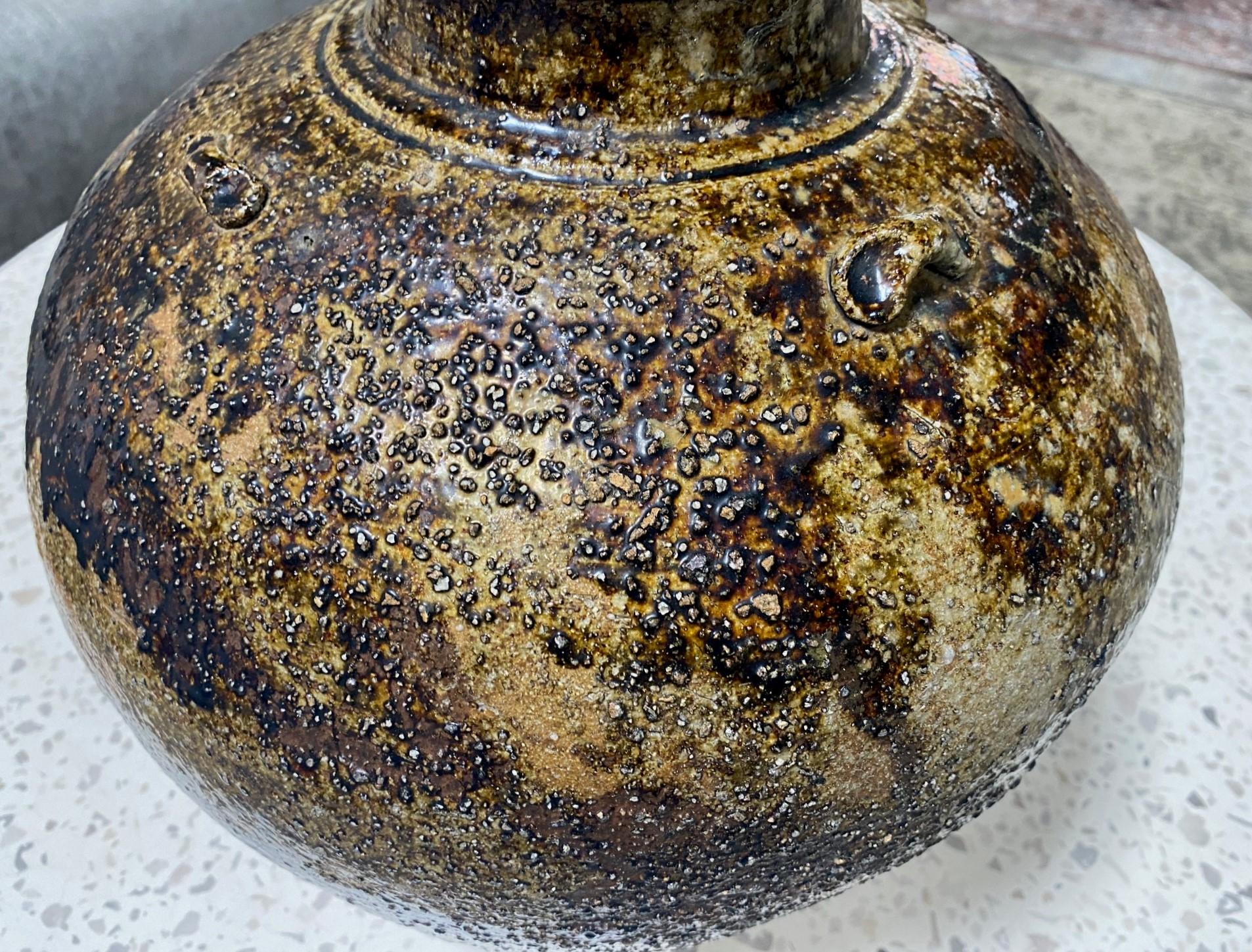 Japanese Antique Edo Wabi-Sabi Tamba Tanba Large Art Pottery Jar Tsubo Pot Vase For Sale 3