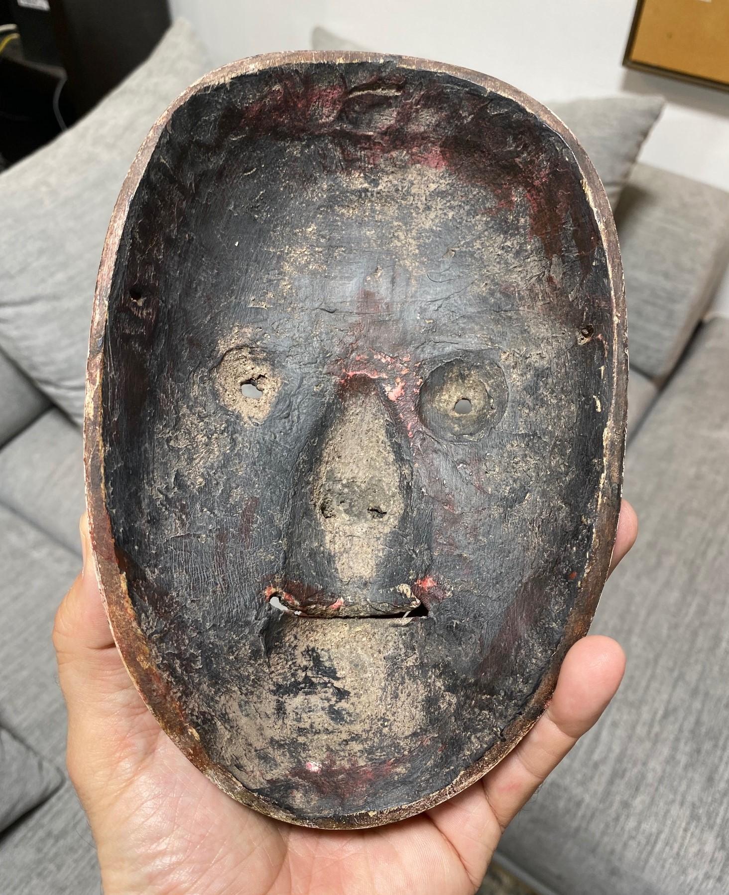 Japanese Antique Edo Wood Noh Theater Omi-Onna Ko-Omote Koomote Mask, 1700s For Sale 9