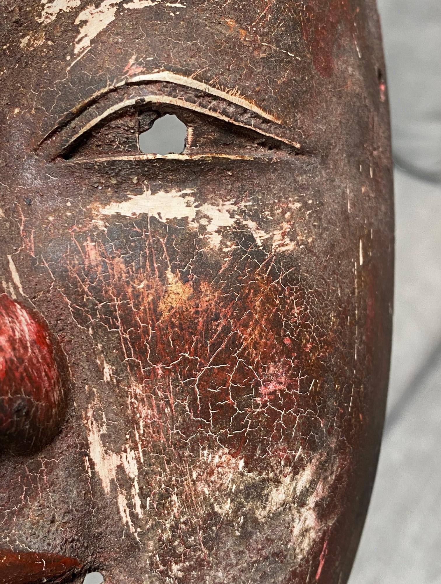 Japanese Antique Edo Wood Noh Theater Omi-Onna Ko-Omote Koomote Mask, 1700s For Sale 10