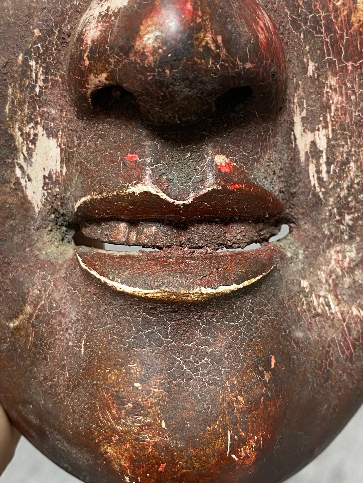 Japanese Antique Edo Wood Noh Theater Omi-Onna Ko-Omote Koomote Mask, 1700s For Sale 13