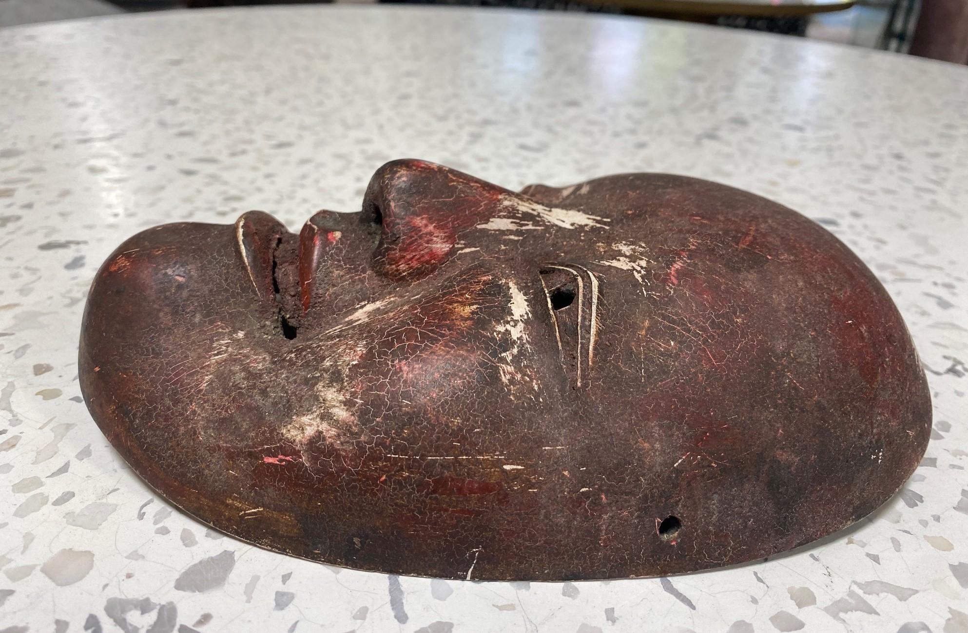 18th Century and Earlier Japanese Antique Edo Wood Noh Theater Omi-Onna Ko-Omote Koomote Mask, 1700s For Sale
